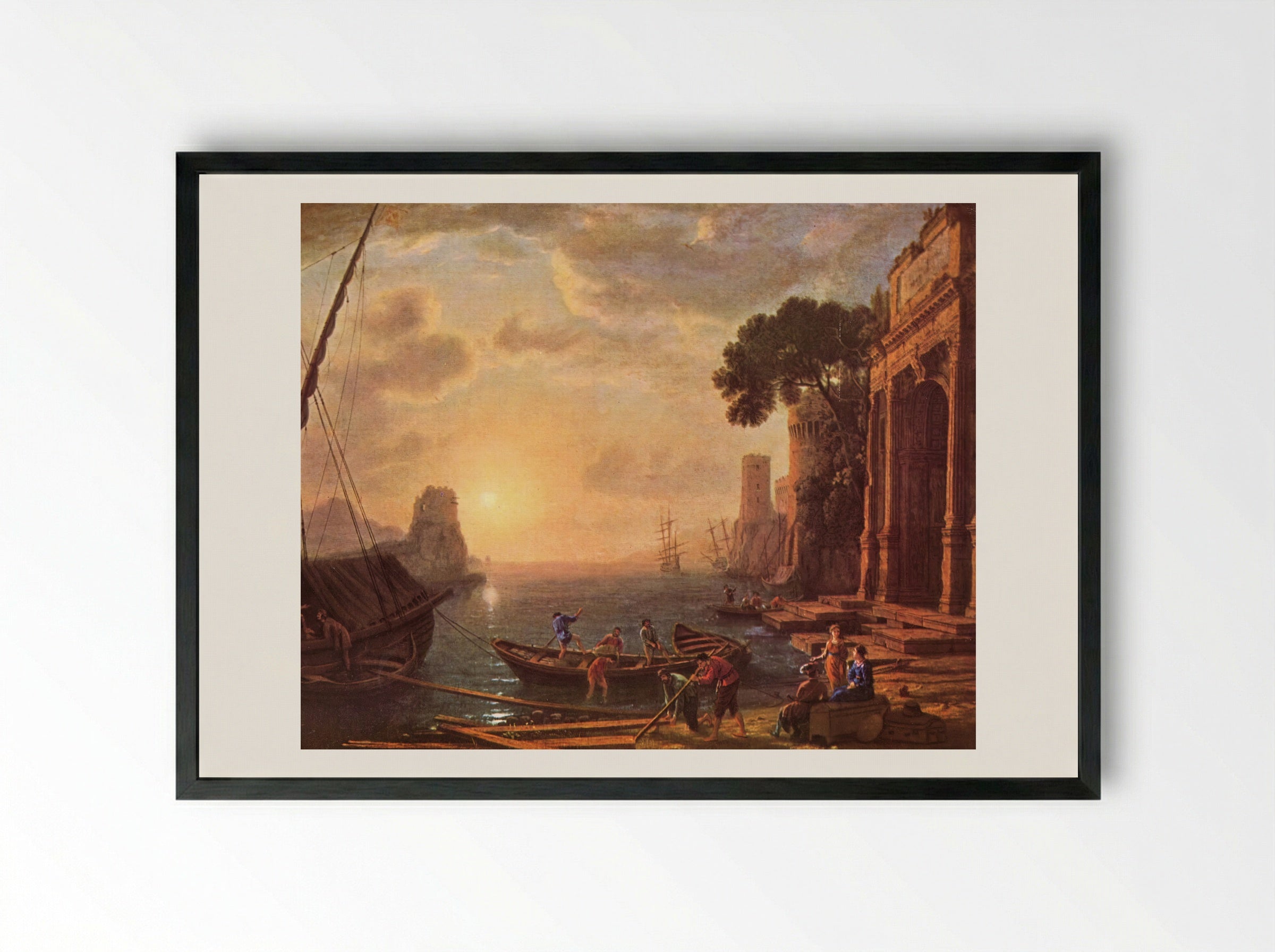 Seaport at Sunset - Claude Lorrain - Framed Print Black