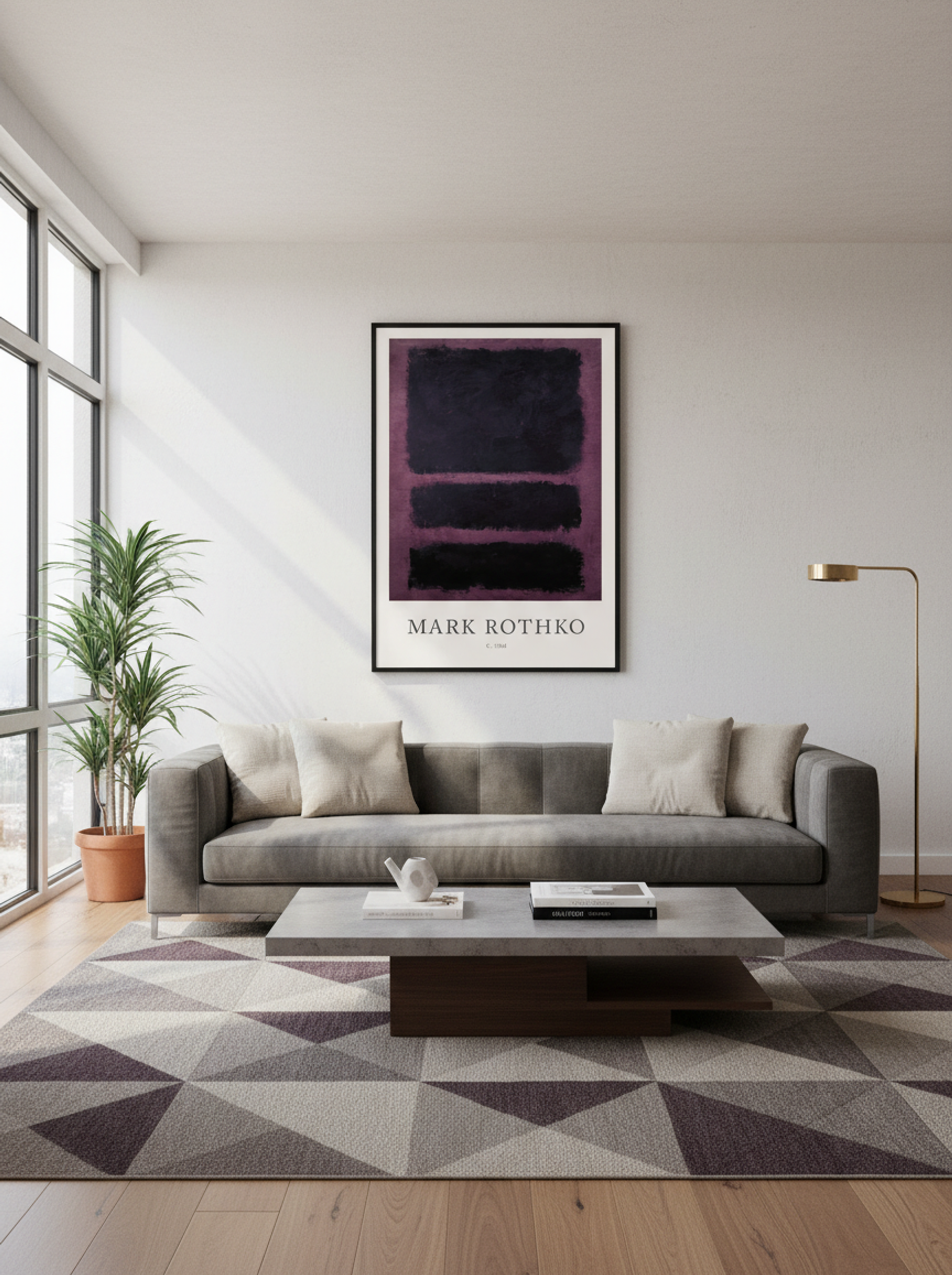 Untitled (Three Black Rectangles on Purple) - Mark Rothko - Lifestyle