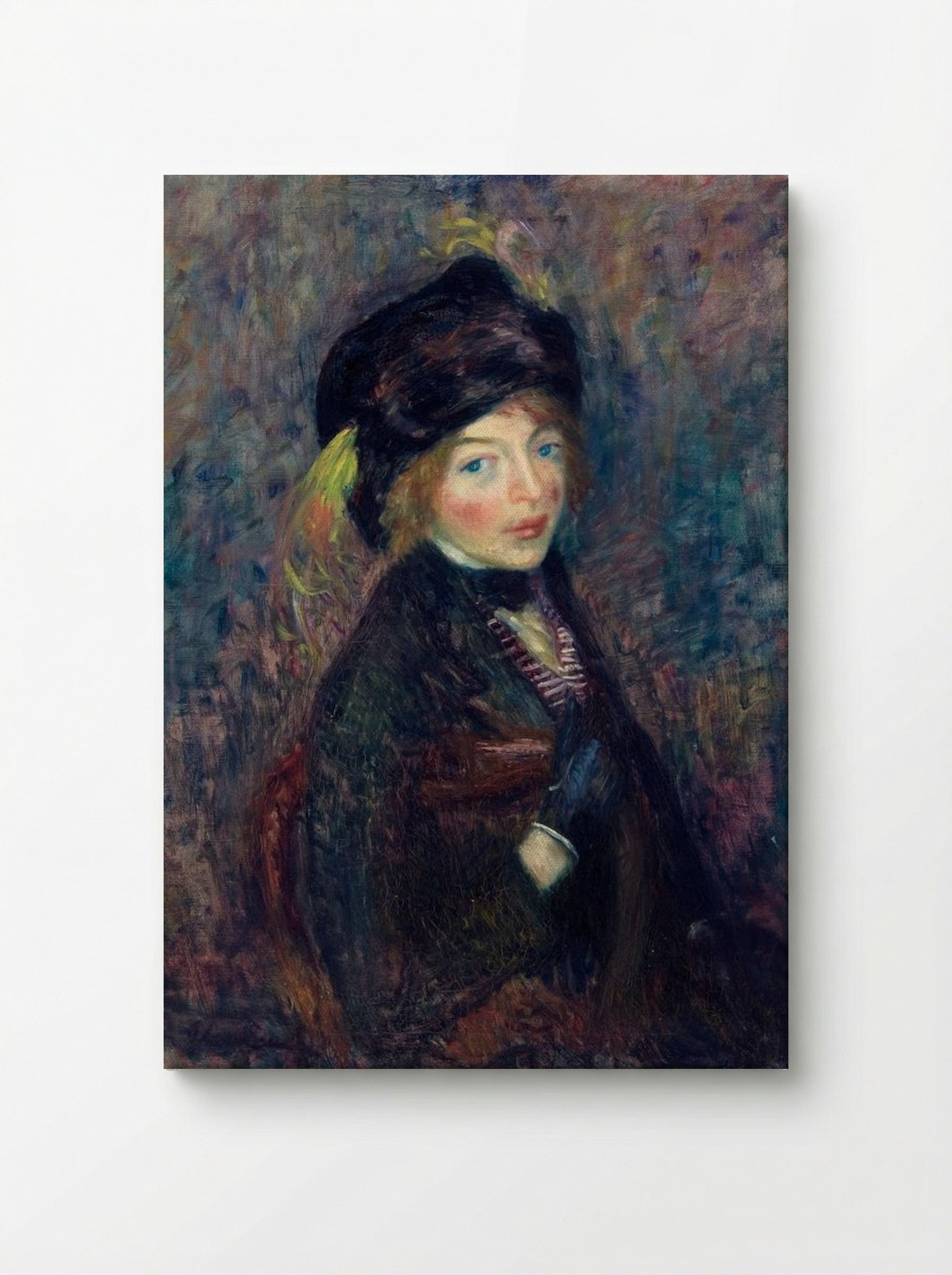 Head of Girl, Feather in Turban - William James Glackens - Canvas