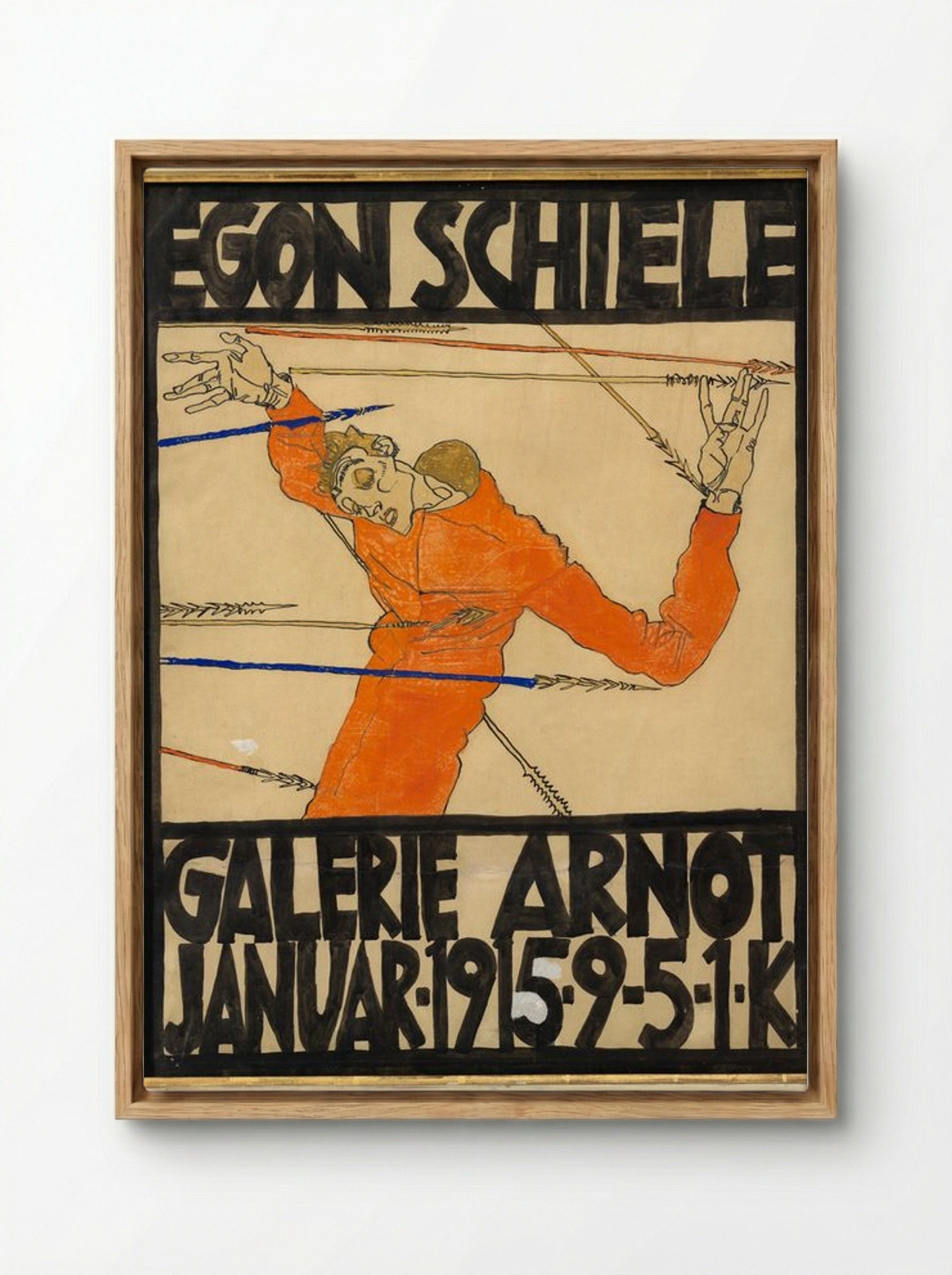 Plakat der Egon Schiele-Ausstellung in der Galerie Arnot - Egon Schiele - Framed Canvas Wood