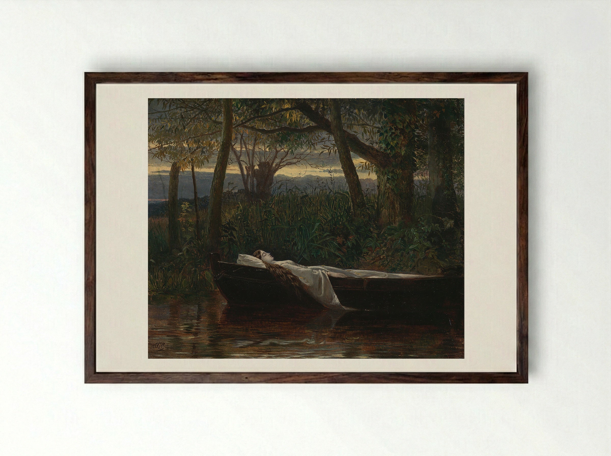 The Lady of Shalott - Walter Crane - Framed Print Dark Wood