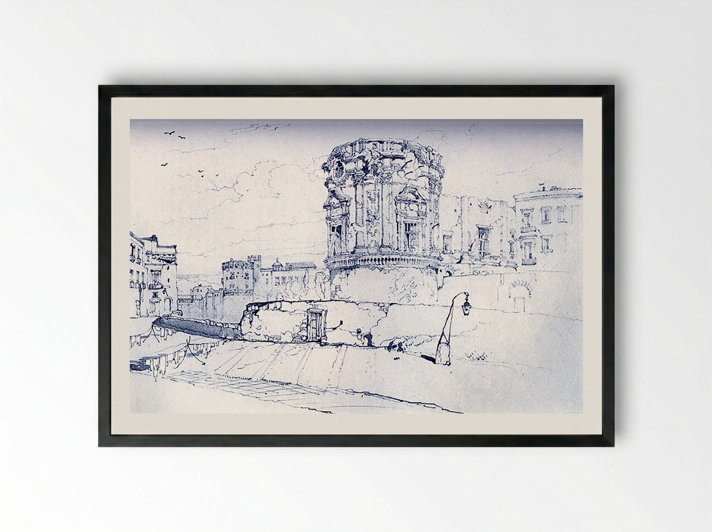 At Naples - John Ruskin - Framed Print Black