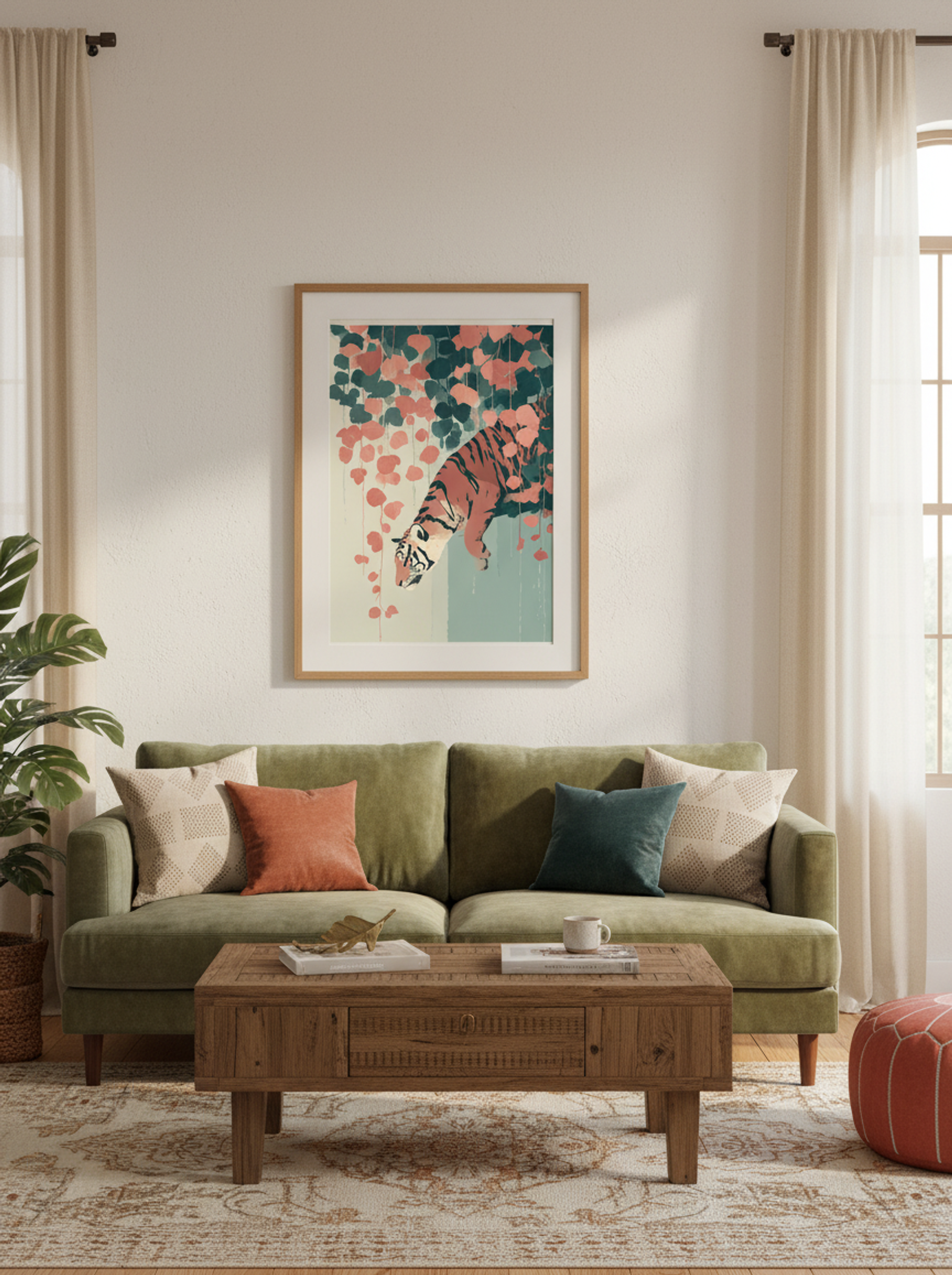 Tiger Among Vines – Dreamlike Jungle Art Print - Lifestyle