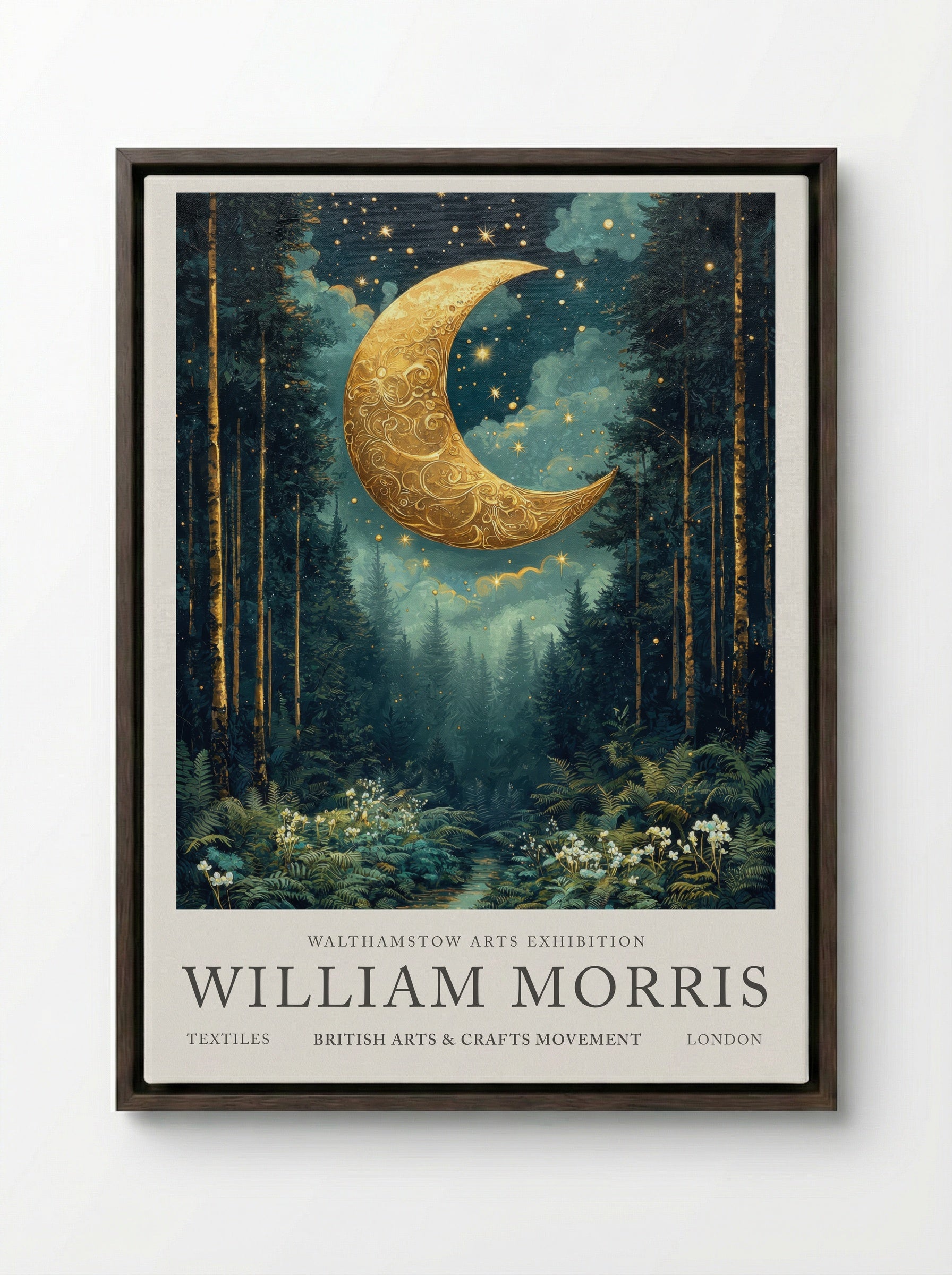 Crescent Canopy - William Morris - Framed Canvas Dark Wood