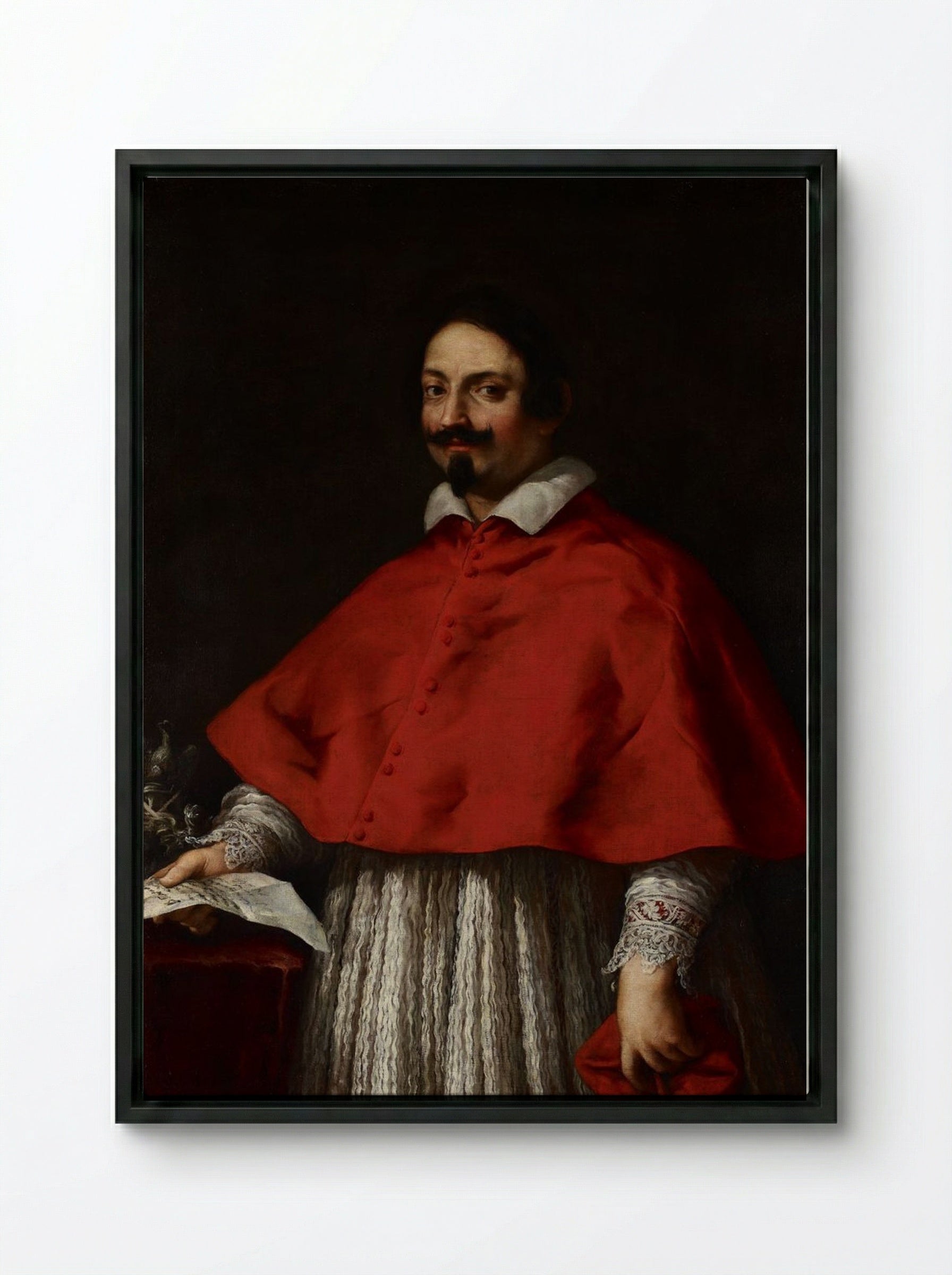 Portrait of Cardinal Pietro Maria Borghese - Giovanni Battista Gaulli - Framed Canvas Black