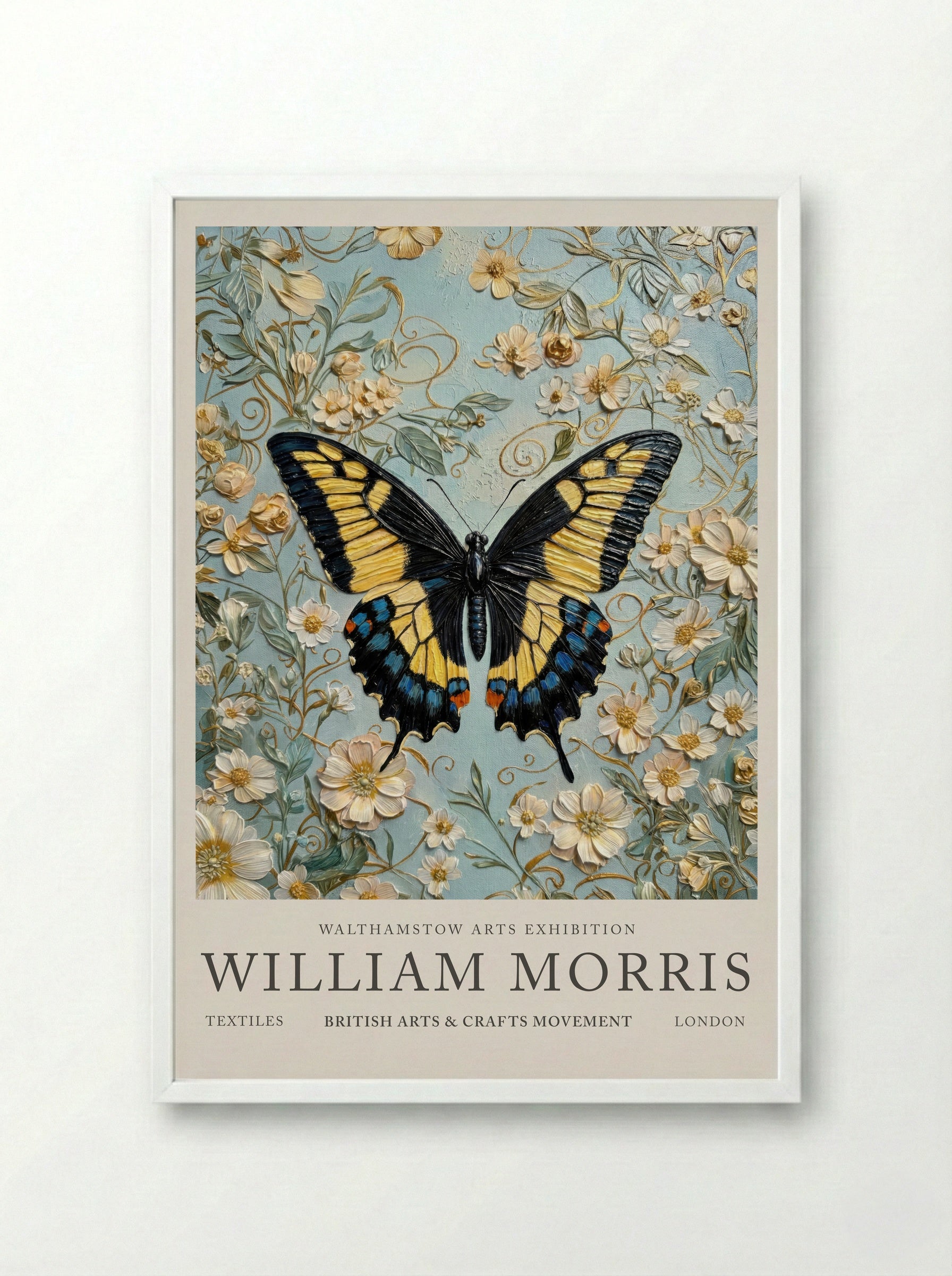 Swallowtail Butterfly - William Morris - Framed Print White