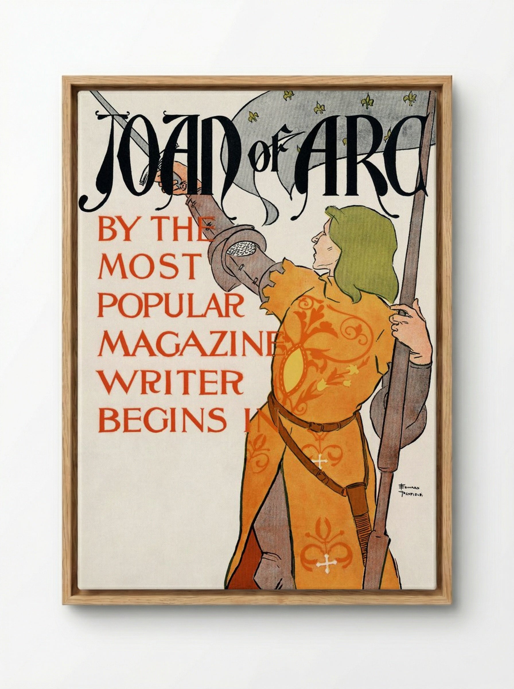 Joan of Arc - Edward Penfield - Framed Canvas Wood