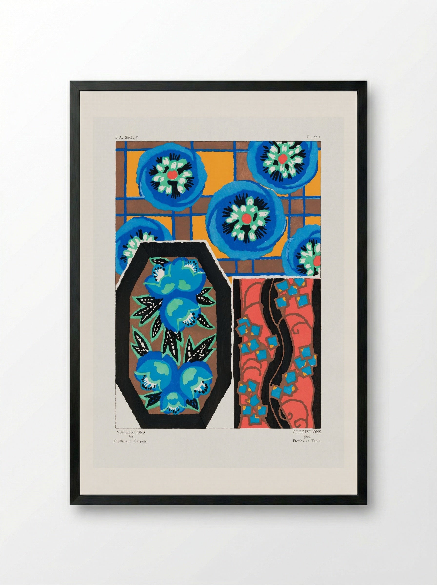 Suggestions for Stuffs and Carpets, Plate 1 - Émile-Allain Séguy - Framed Print Black