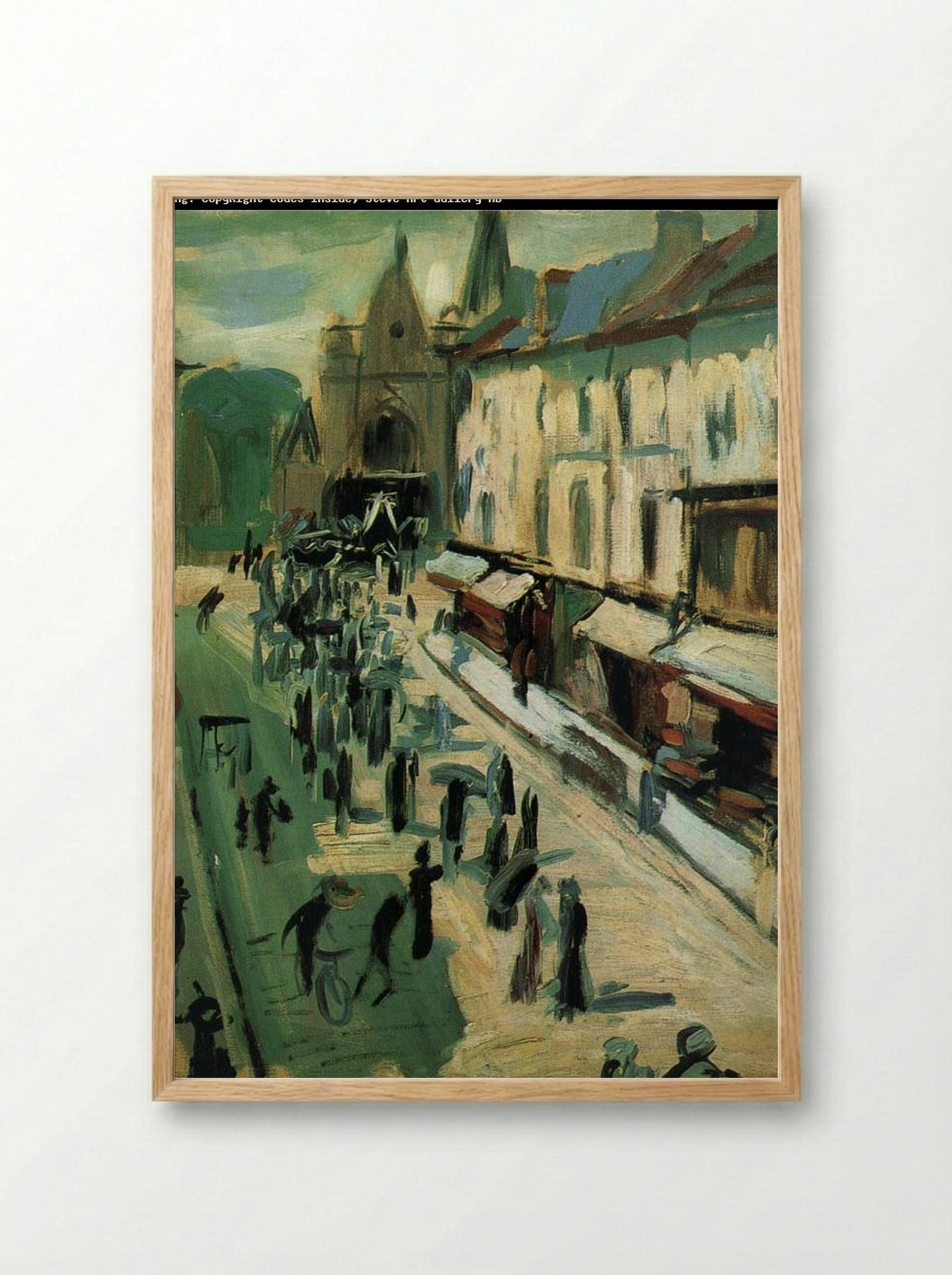 Funeral Procession in a Town Square - Fine Art Print - Framed Print Wood