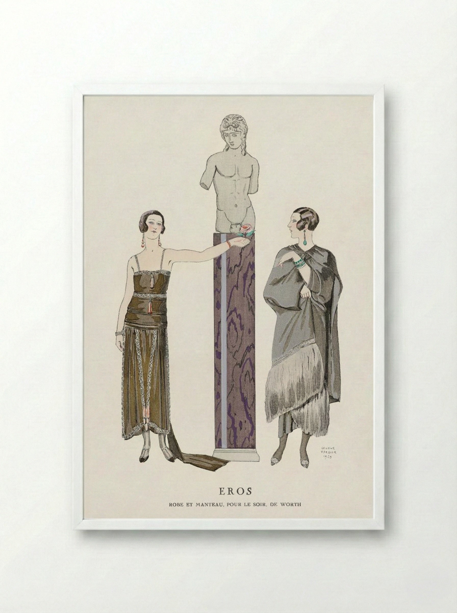 Eros: Robe et Manteau pour le Soir, de Worth - George Barbier - Framed Print White