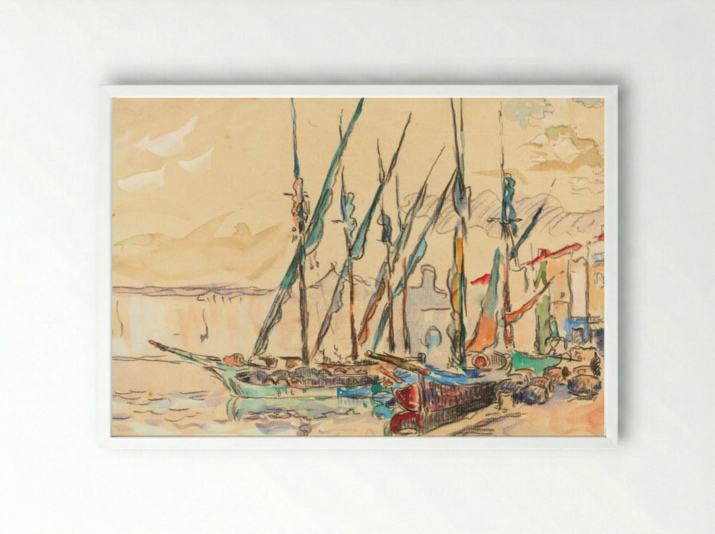St. Tropez - Paul Signac - Framed Print White