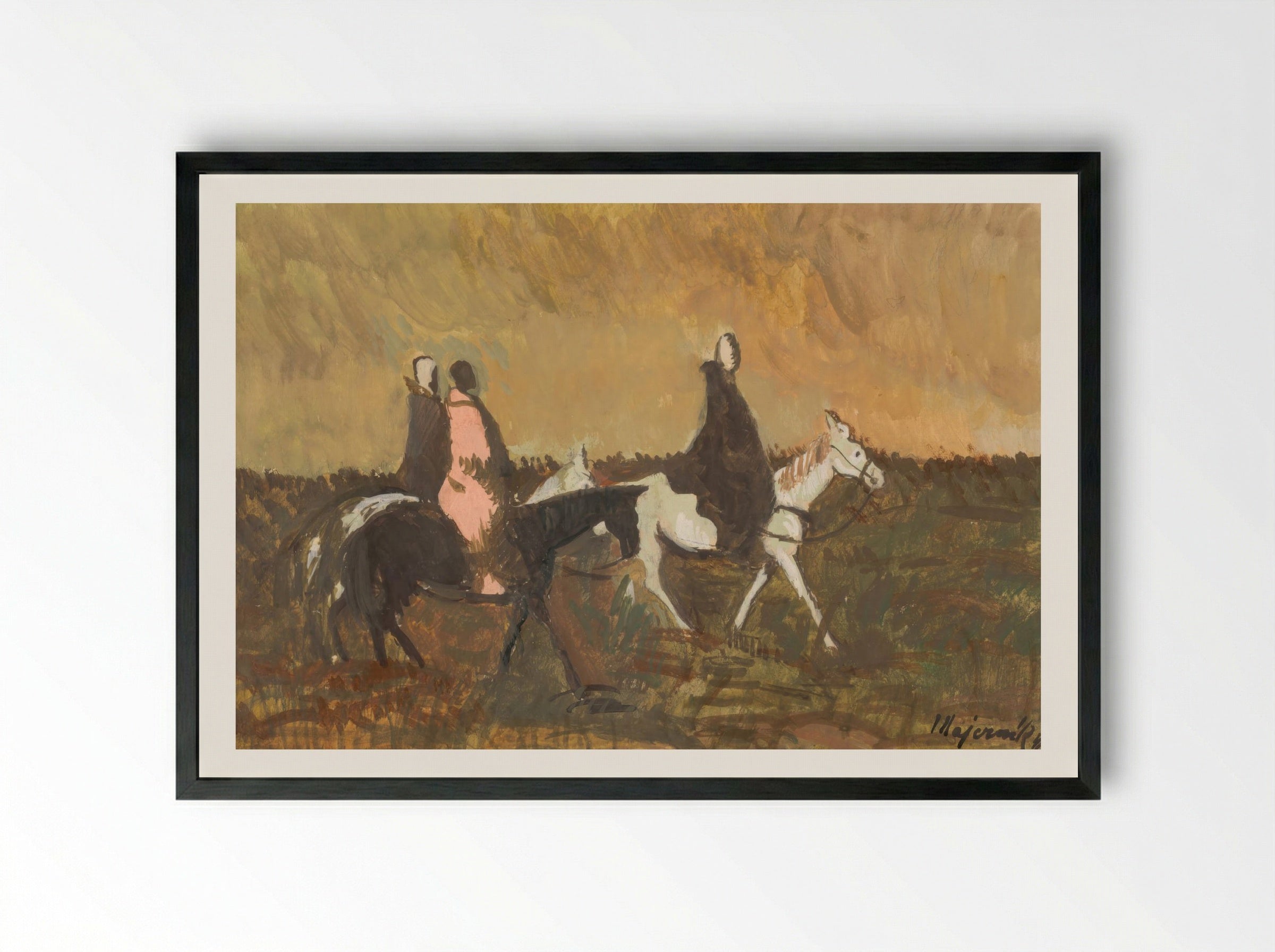 Three Riders in a Landscape - Cyprián Majerník - Framed Print Black