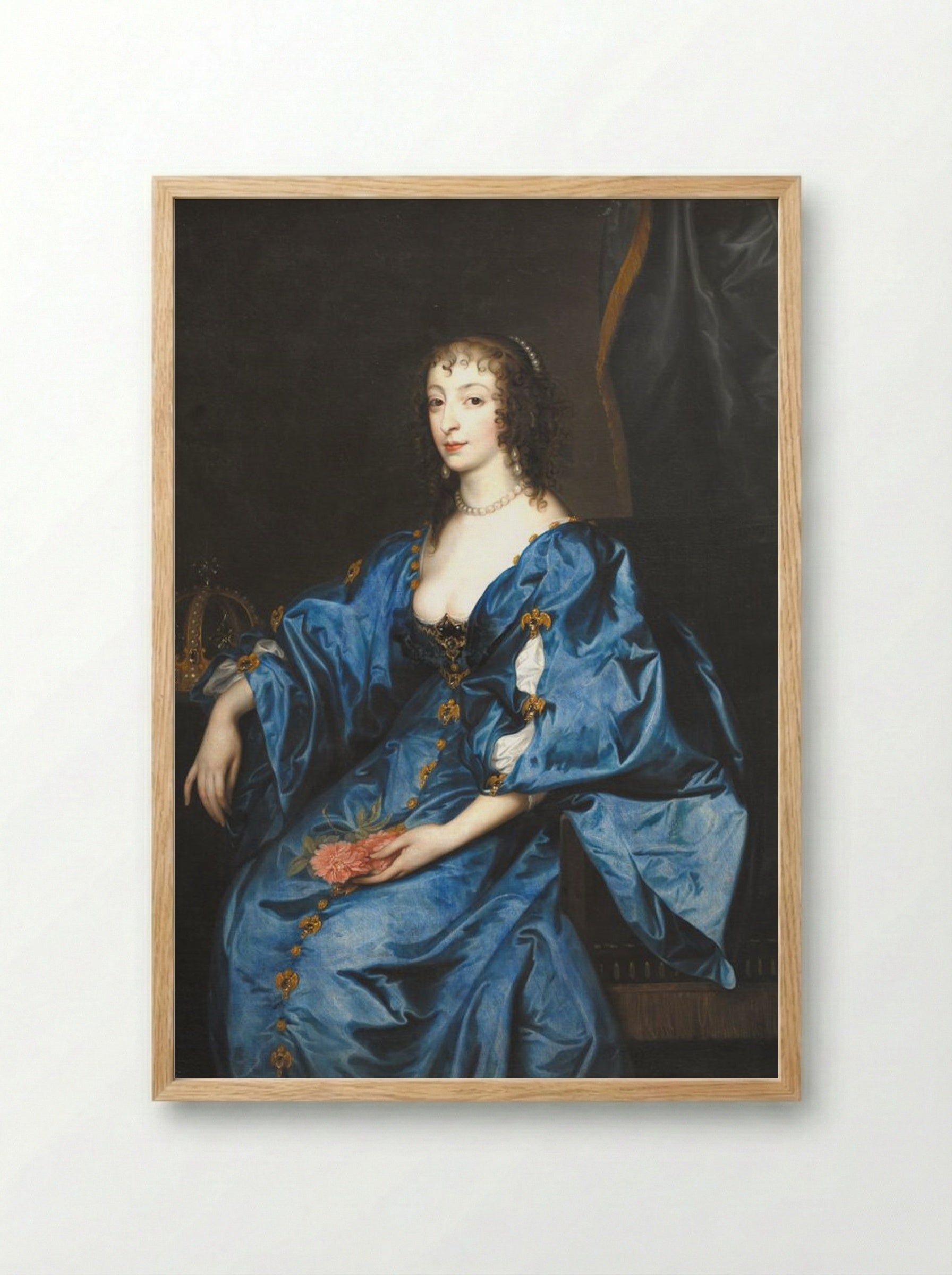 Portrait of Queen Henrietta Maria, Consort of King Charles I - Anthony van Dyck - Framed Print Wood
