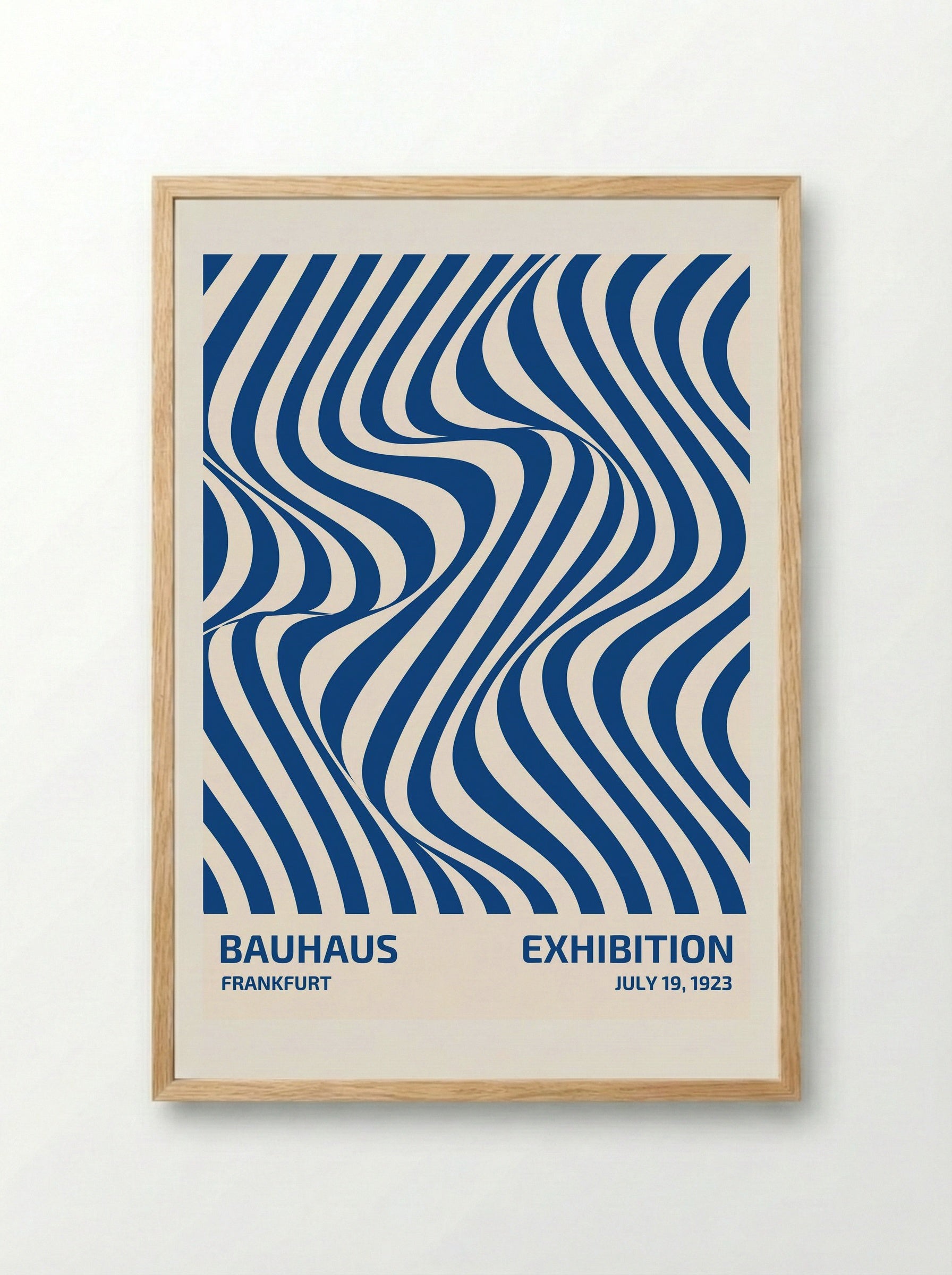 Bauhaus Optical Waves – Blue Edition (1923) - Framed Print Wood