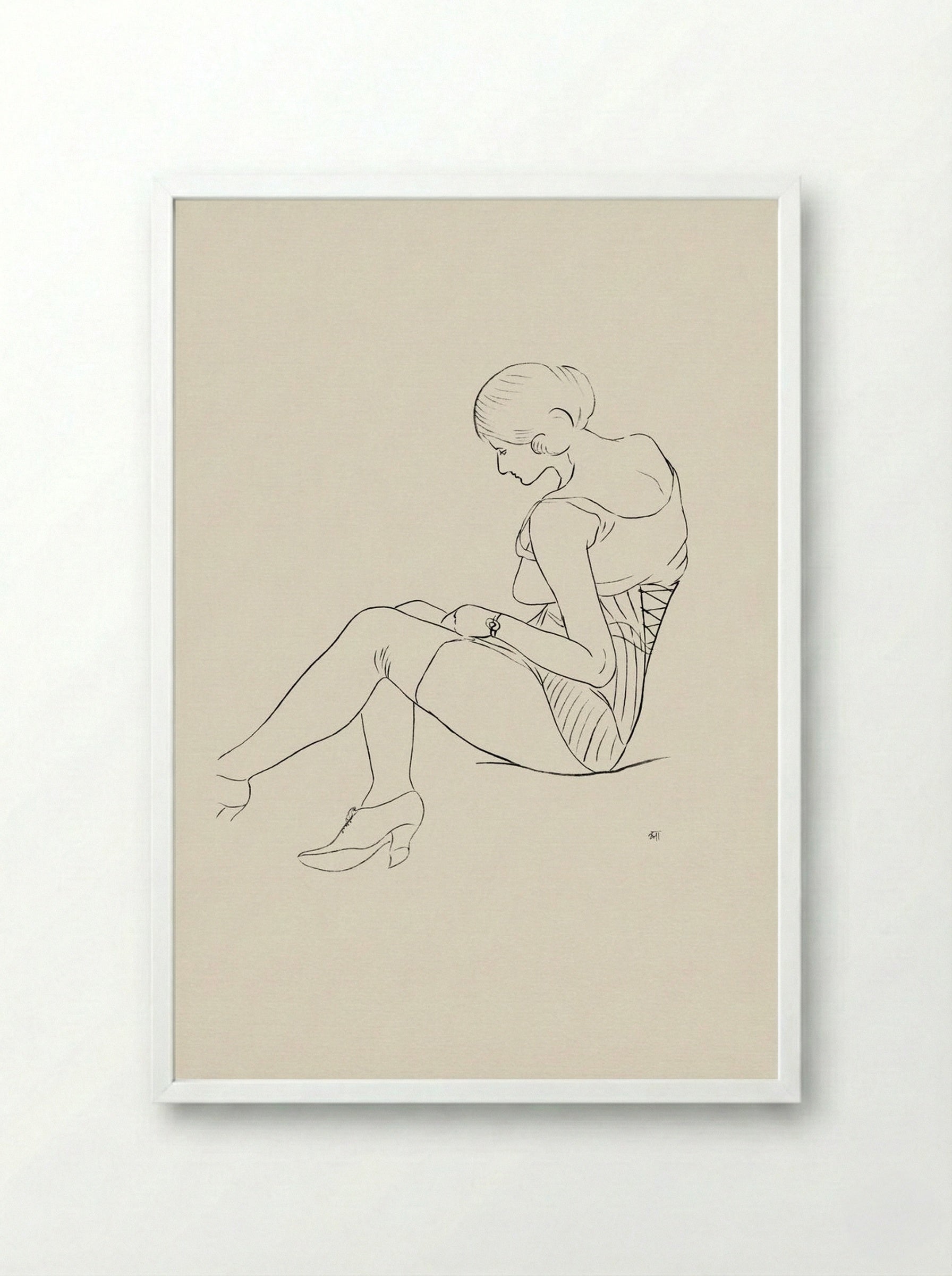 Semi-nude Woman, Seated - Ananda Kentish Coomaraswamy - Framed Print White