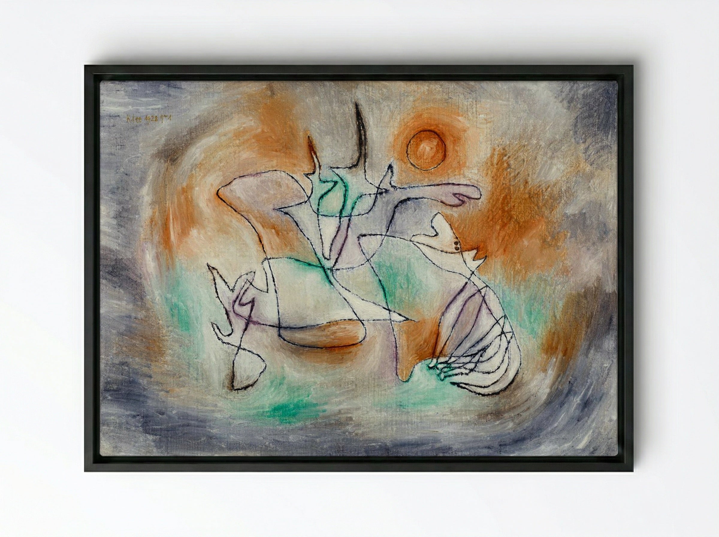 Howling Dog - Paul Klee - Framed Canvas Black