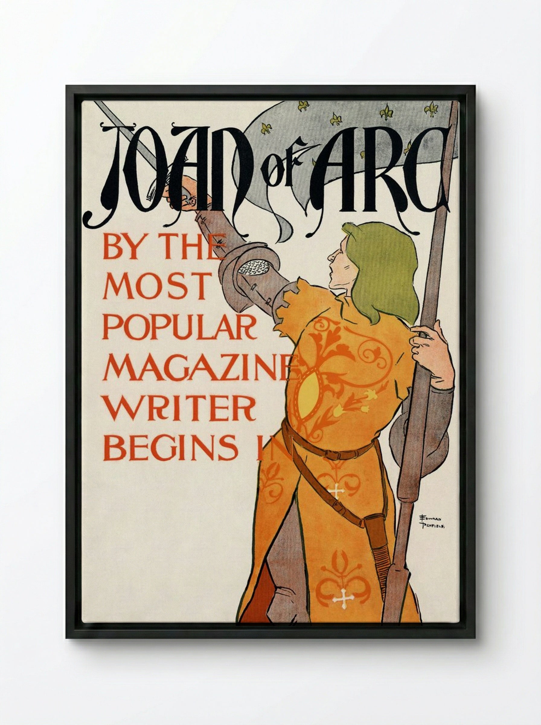 Joan of Arc - Edward Penfield - Framed Canvas Black