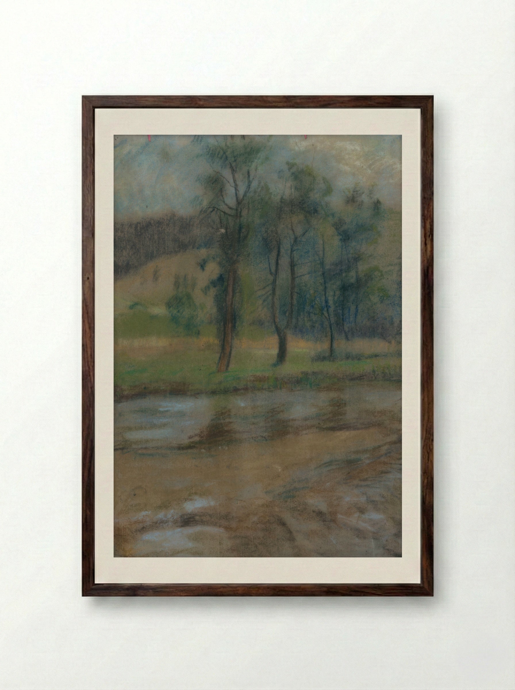Trees by the River - Zolo Palugyay - Framed Print Dark Wood