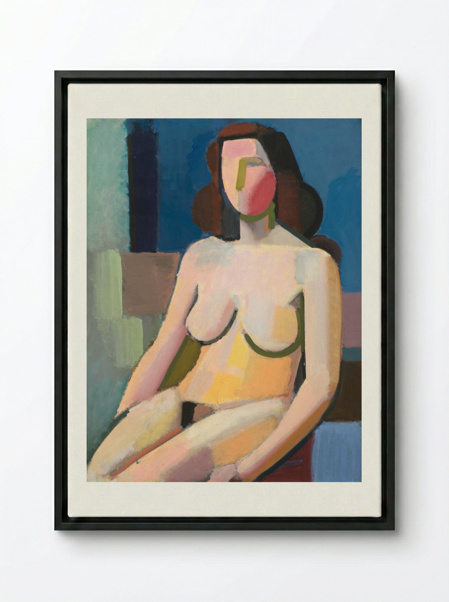 Seated Female Model - Vilhelm Lundstrøm - Framed Canvas Black