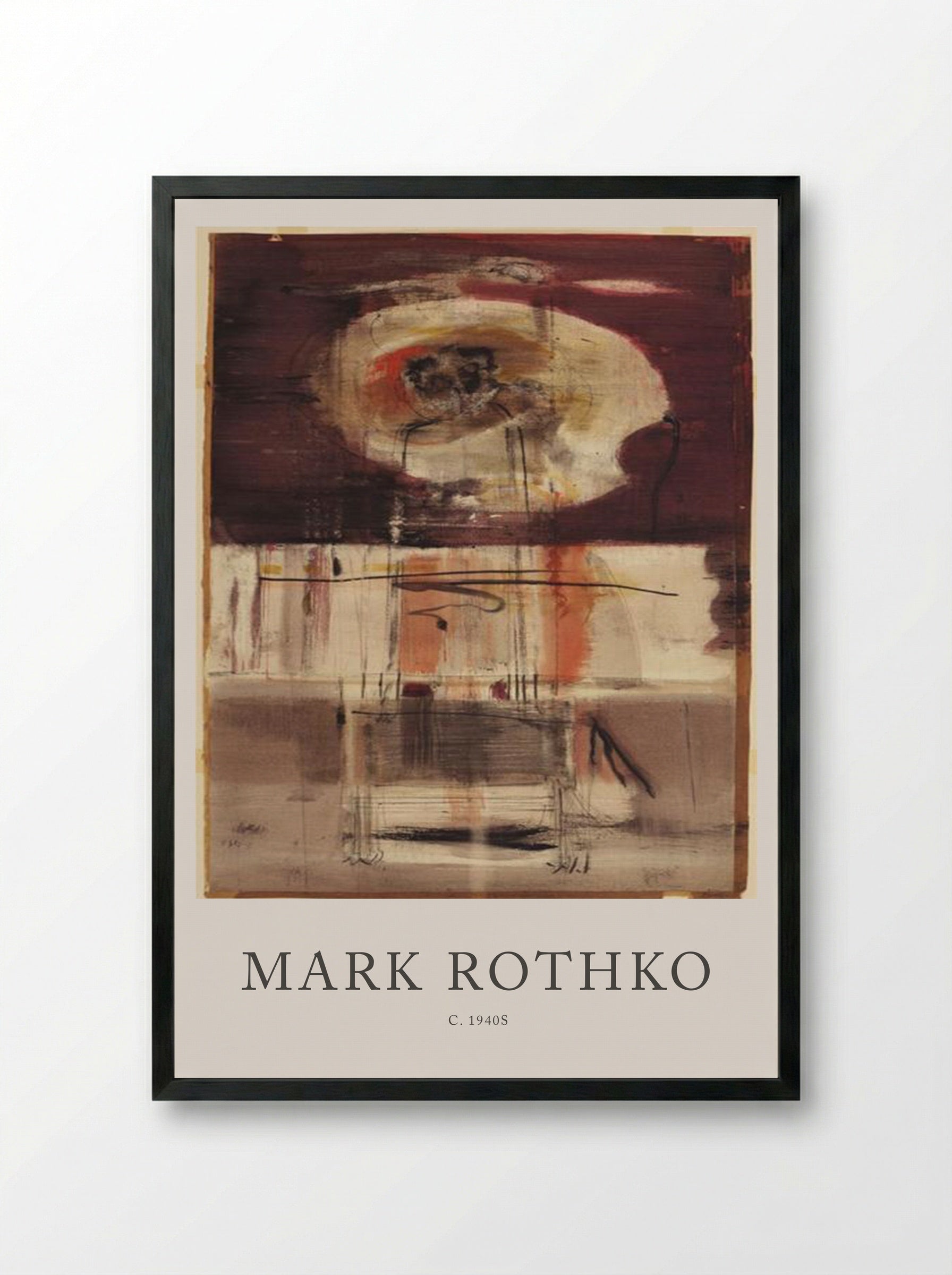 Untitled (Abstract Composition, c. 1940s) - Mark Rothko - Framed Print Black