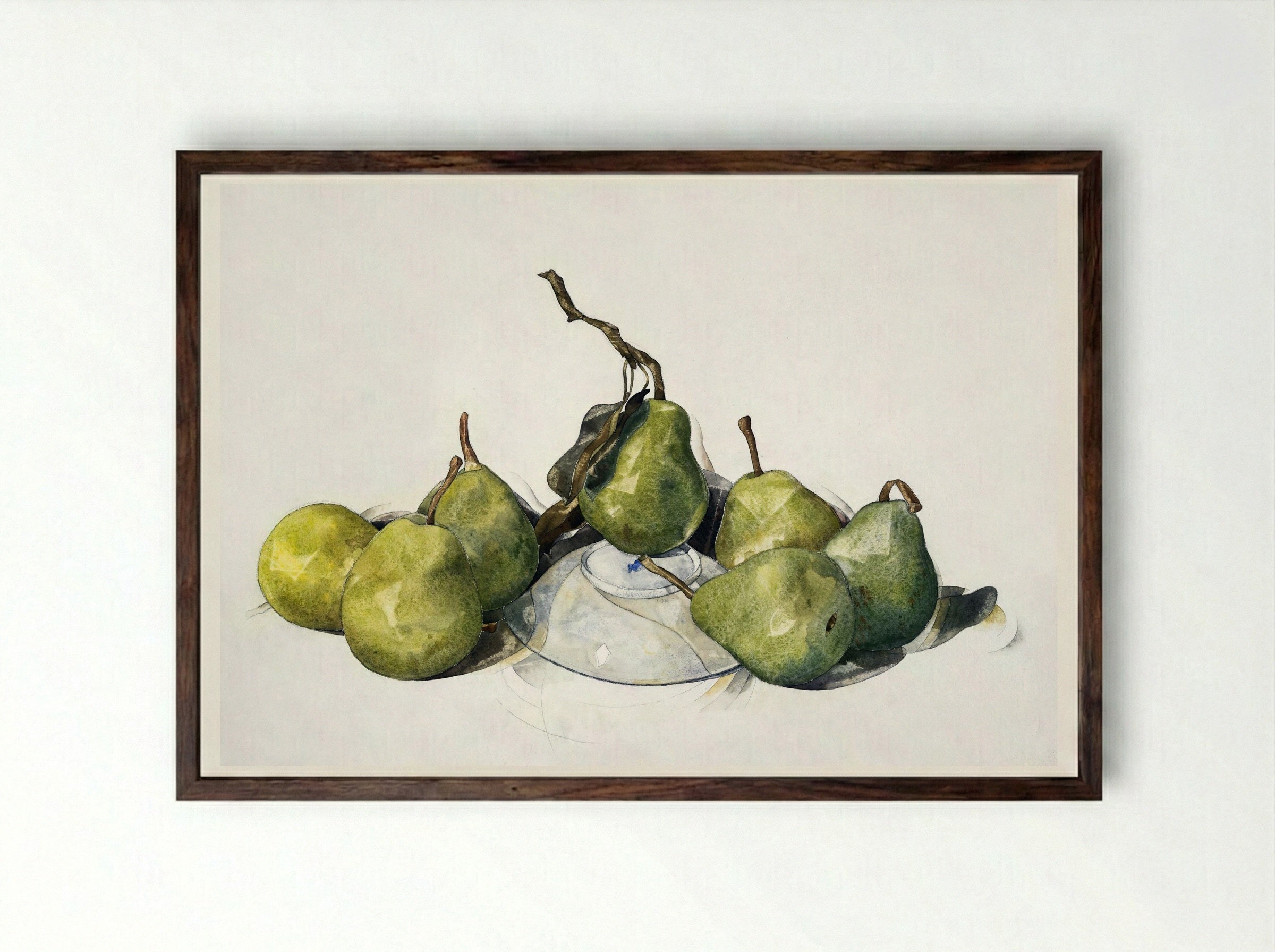 Green Pears - Charles Demuth - Framed Print Dark Wood