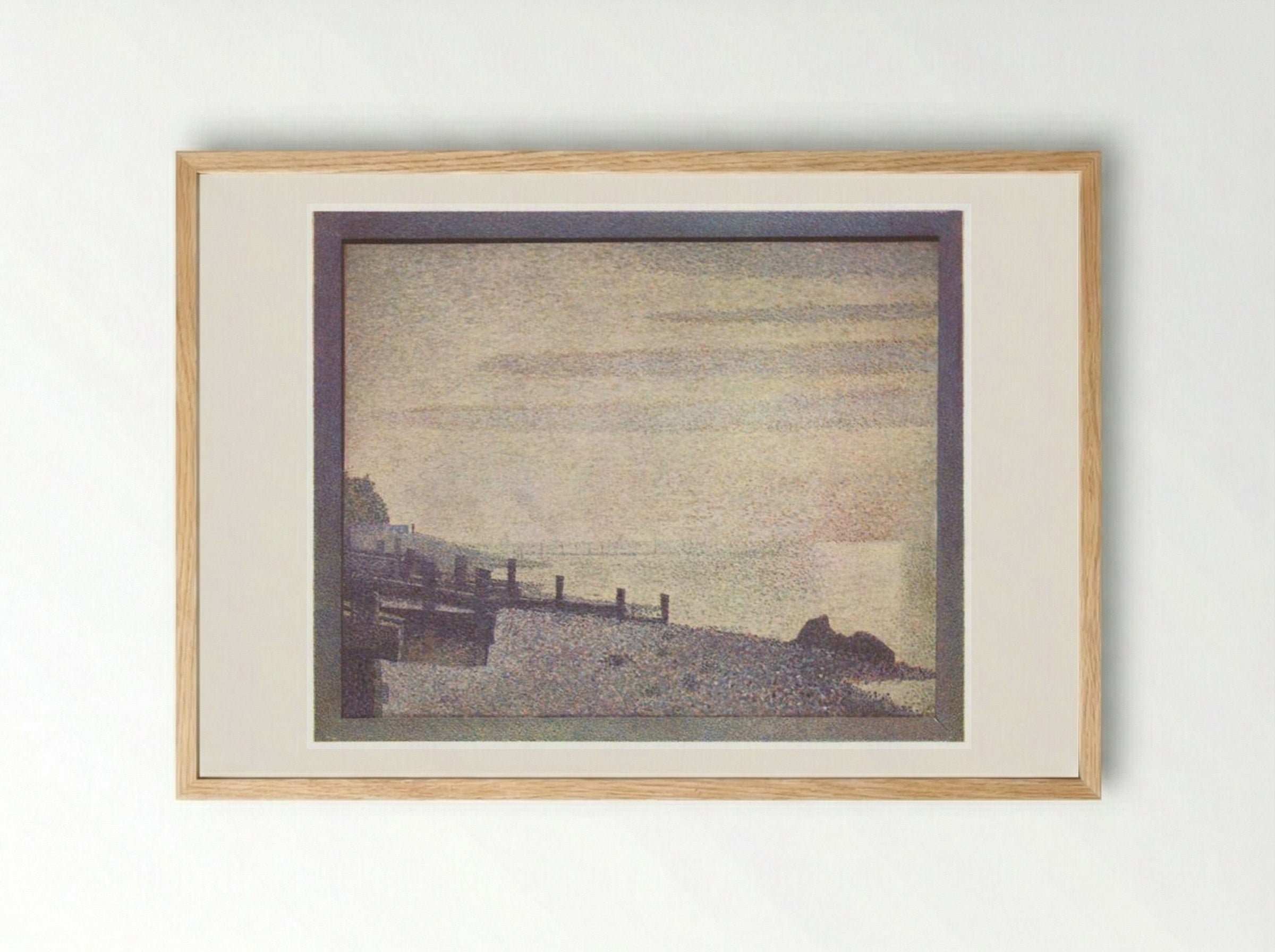 Mouth of the Seine at Honfleur, evening - Georges Seurat - Framed Print Wood