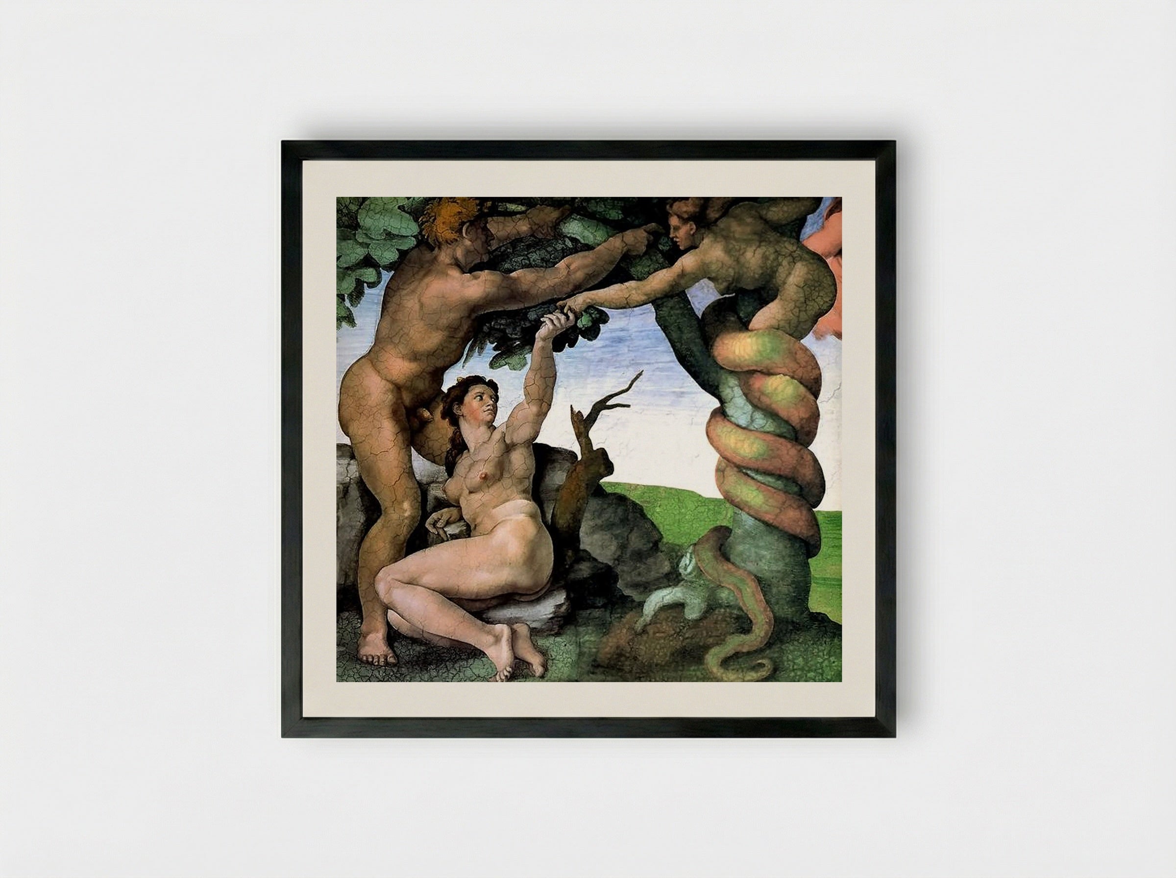 Adam and Eve - Michelangelo - Framed Print Black