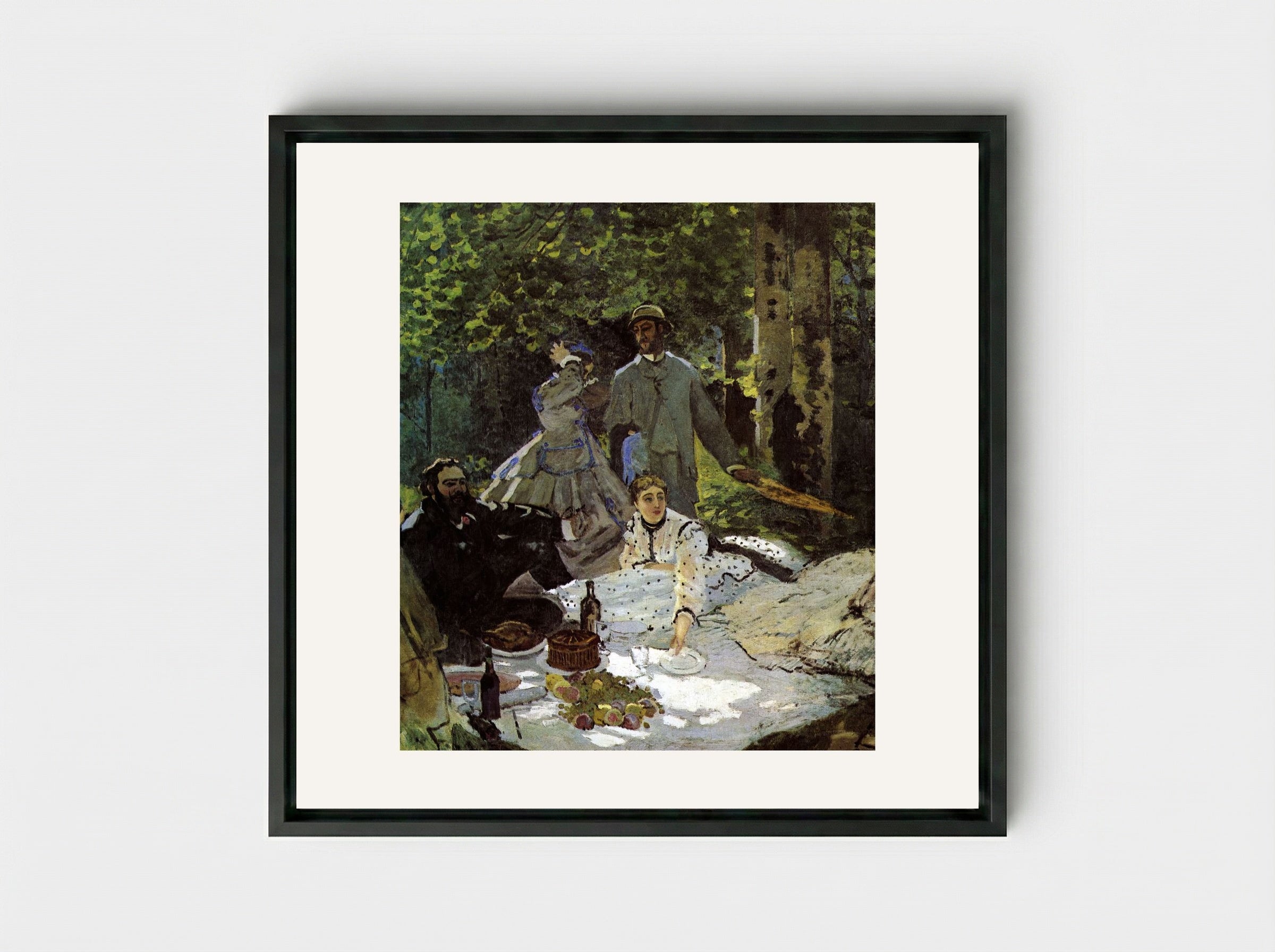 Le Déjeuner sur l'herbe - Claude Monet - Framed Canvas Black