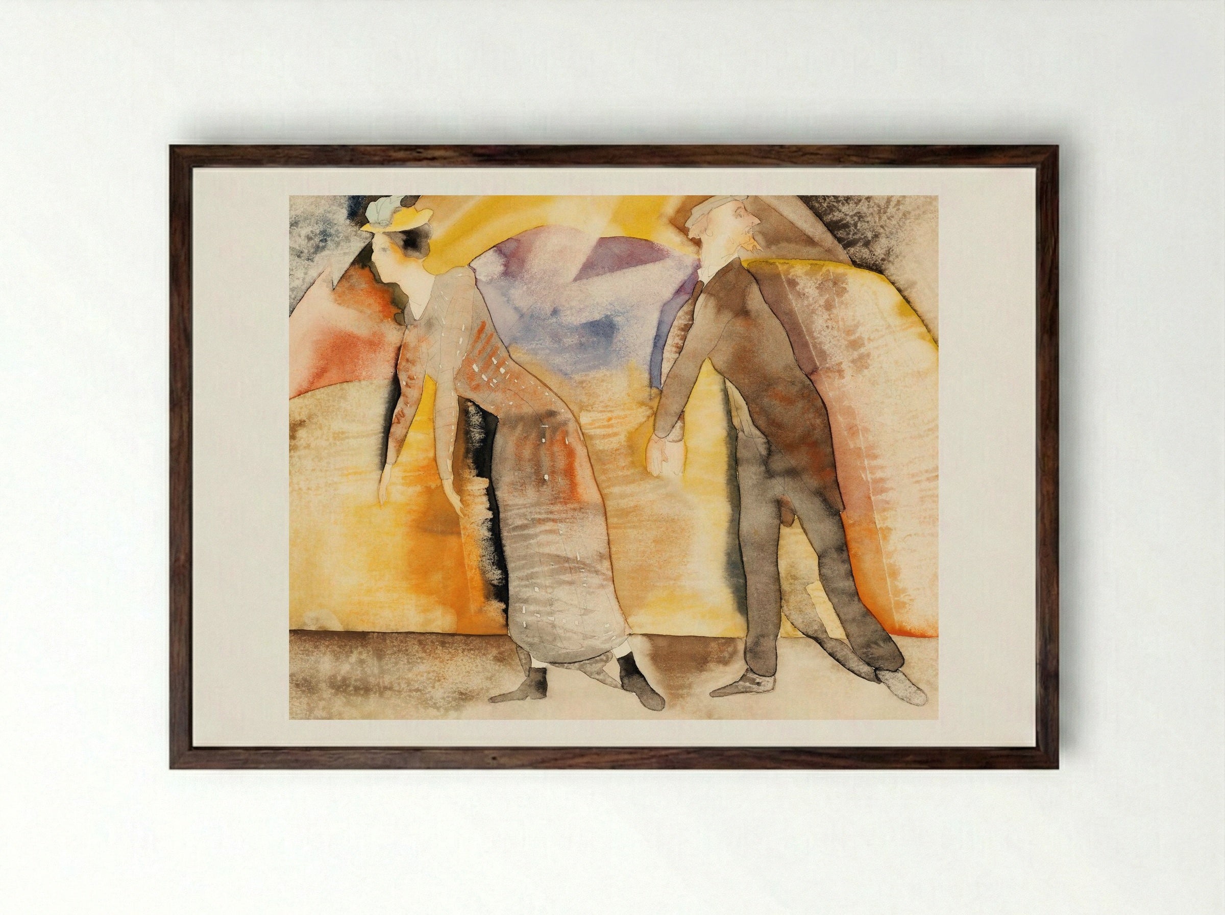 In Vaudeville: Woman and Man on Stage - Charles Demuth - Framed Print Dark Wood