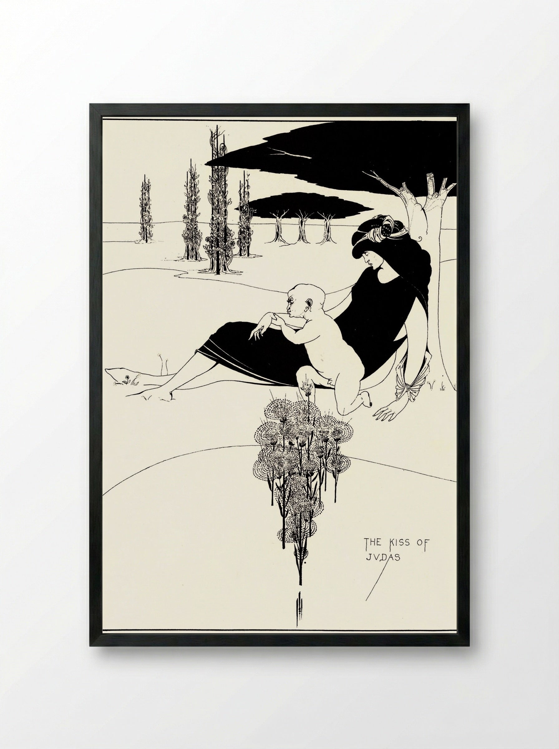 The Kiss of Judas - Aubrey Beardsley - Framed Print Black
