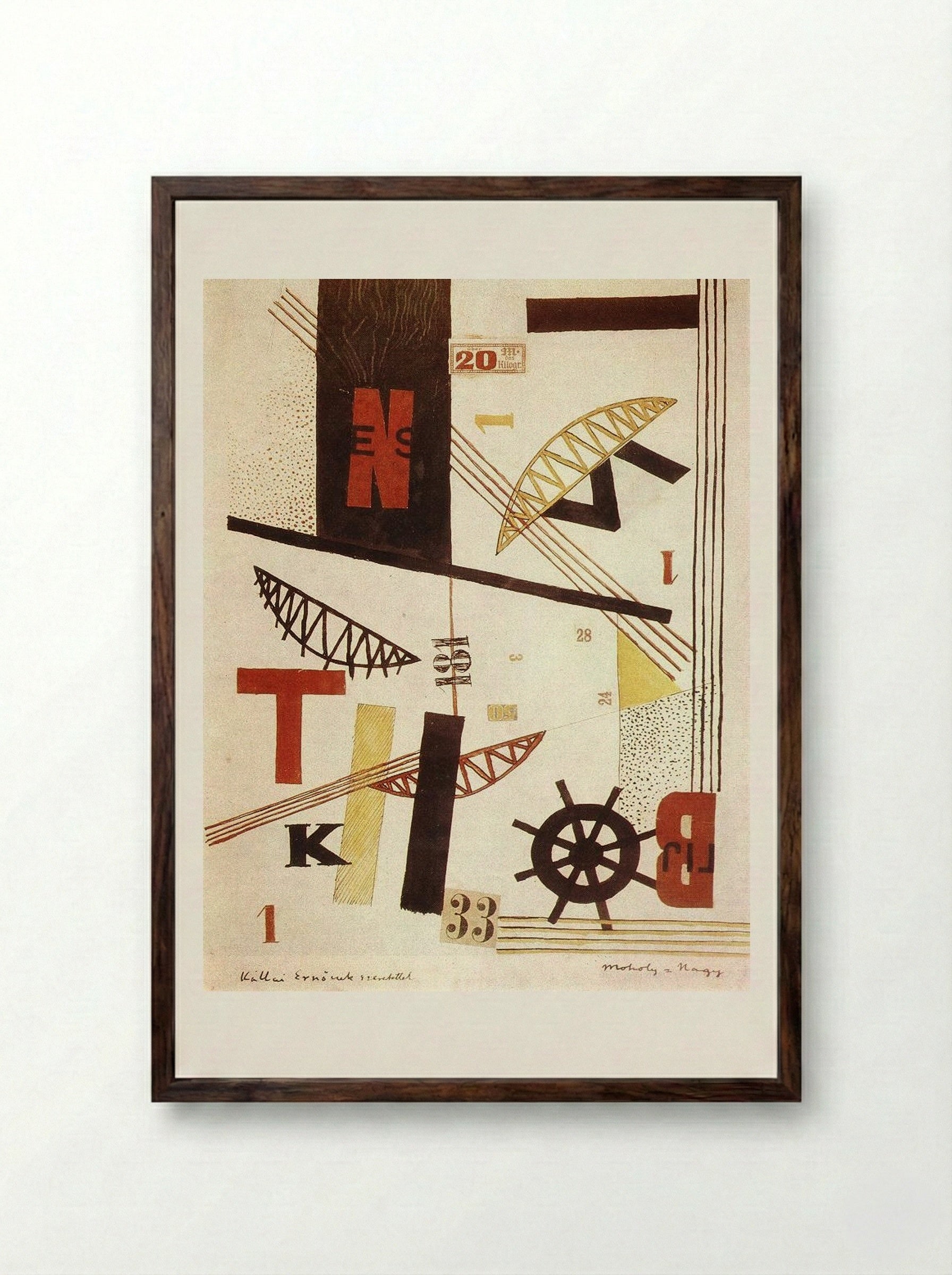 Hídak (Bridges) - László Moholy-Nagy - Framed Print Dark Wood