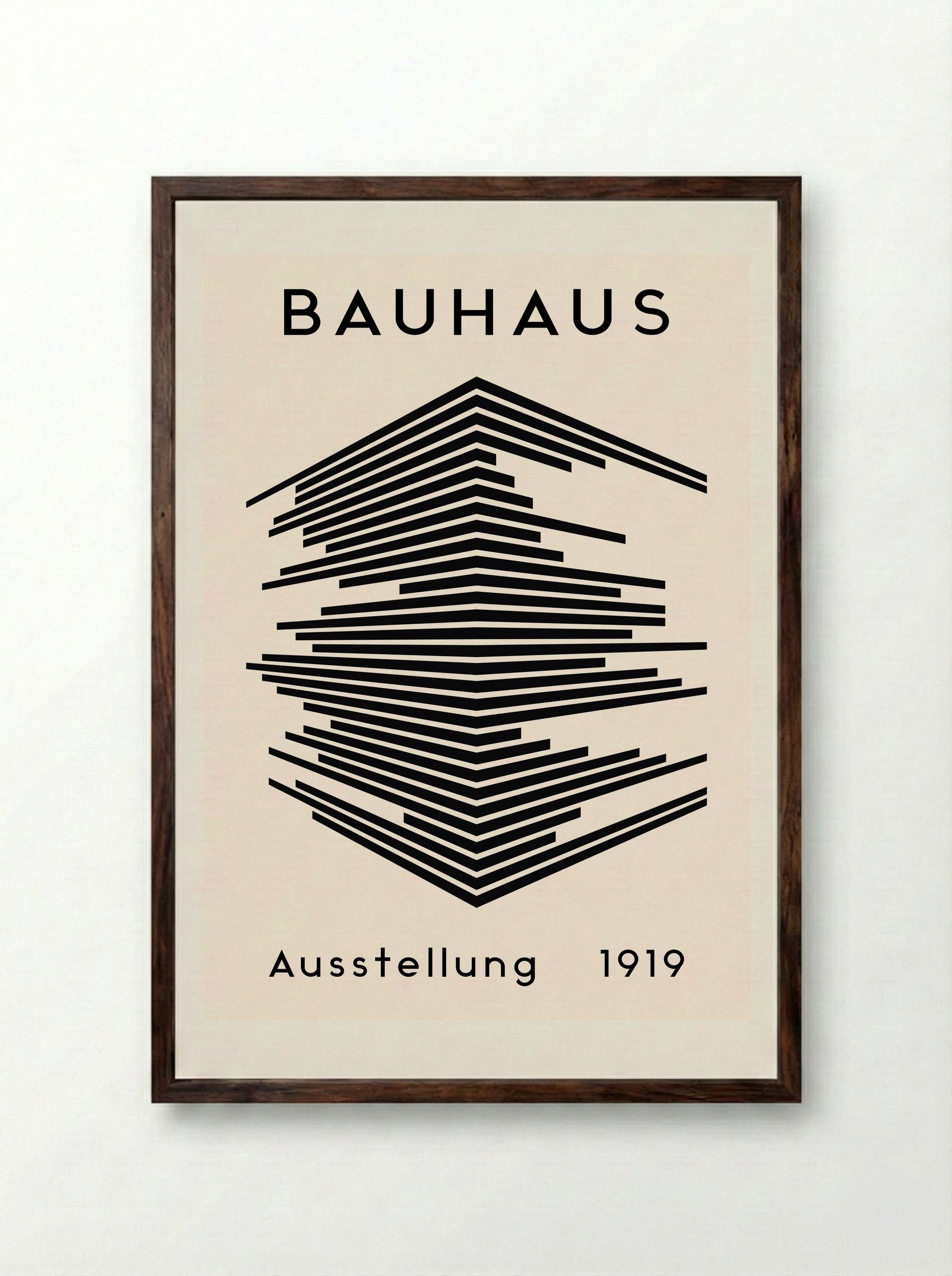 Bauhaus Architectural Lines - Framed Print Dark Wood