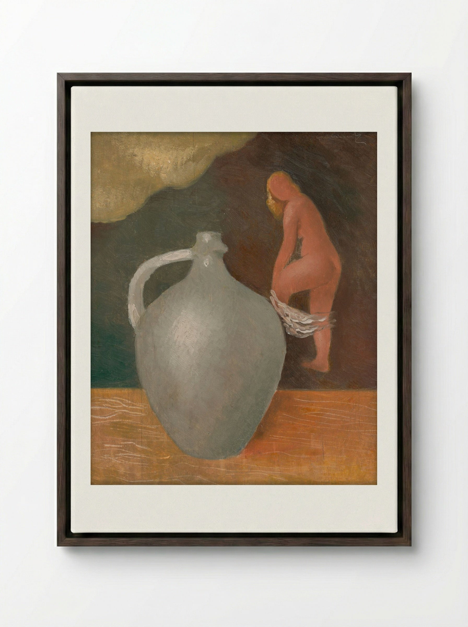 Woman with Jar - Mikuláš Galanda - Framed Canvas Dark Wood