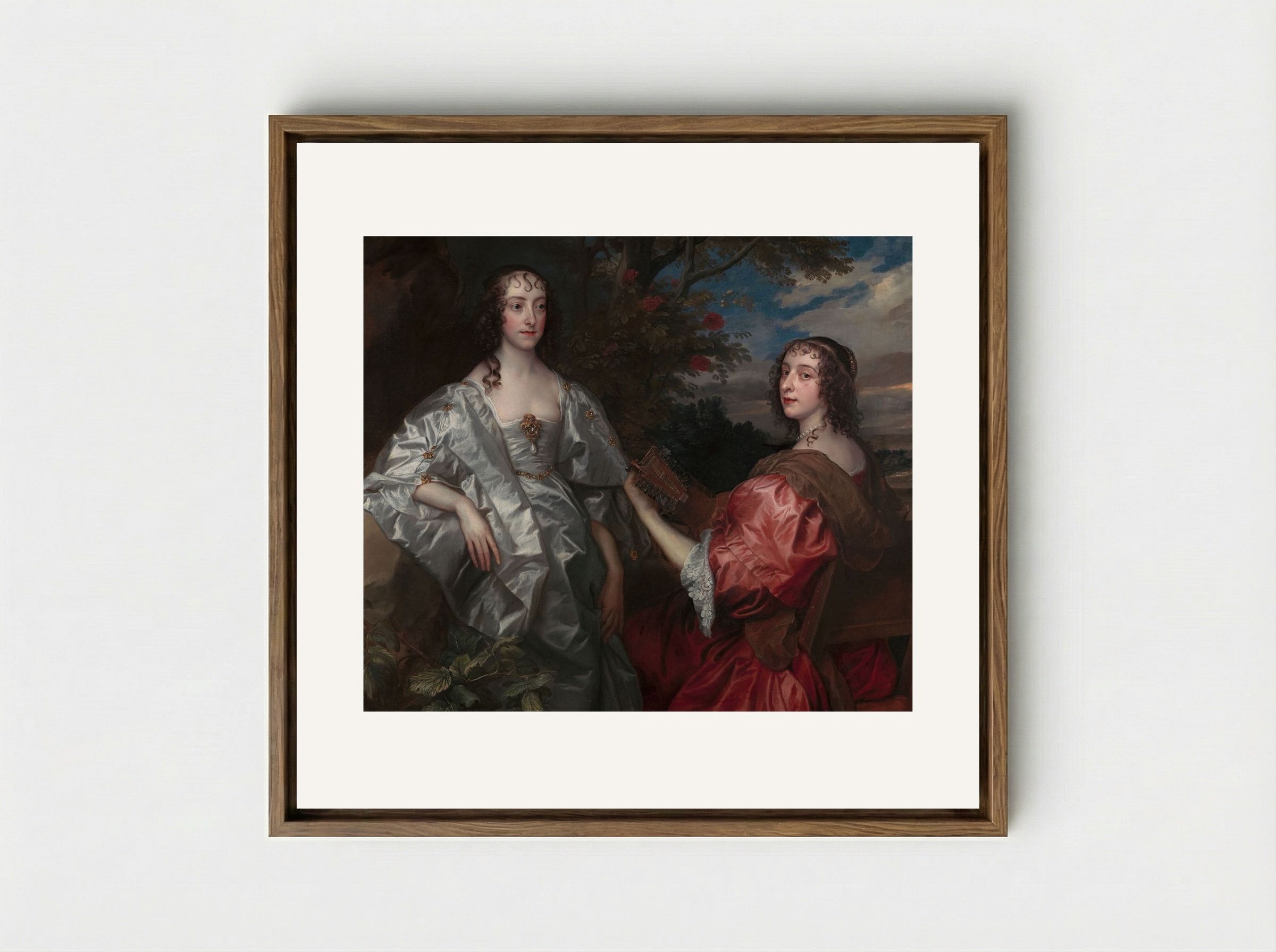 Katherine, Countess of Chesterfield, and Lucy, Countess of Huntingdon - Sir Anthony van Dyck - Framed Canvas Wood