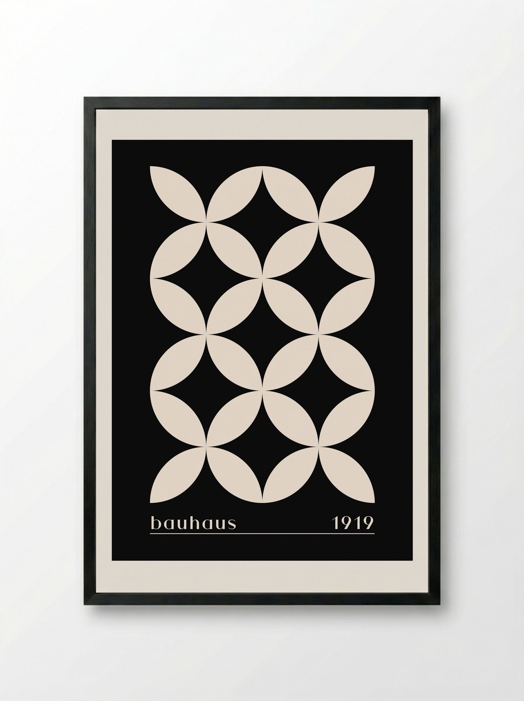 Bauhaus Petal Matrix in Black (1919) - Framed Print Black
