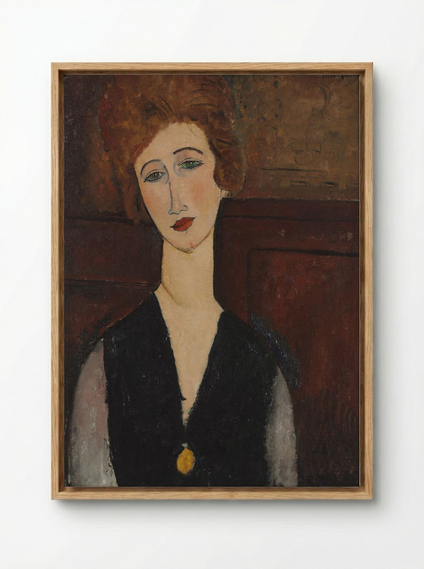 Portrait of a Woman - Amedeo Modigliani - Framed Canvas Wood