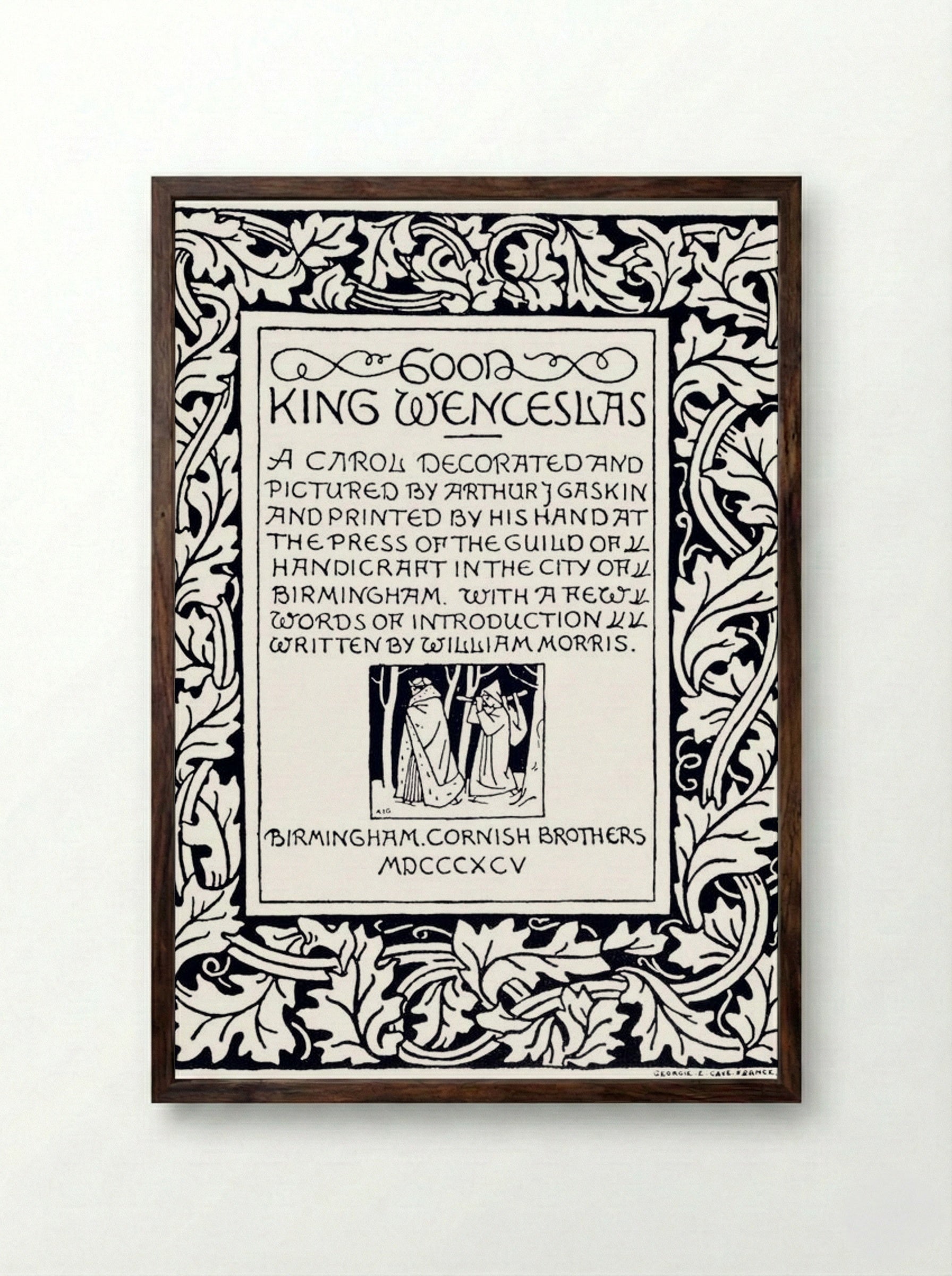 Good King Wenceslas (Manuscript Page) - William Morris - Framed Print Dark Wood