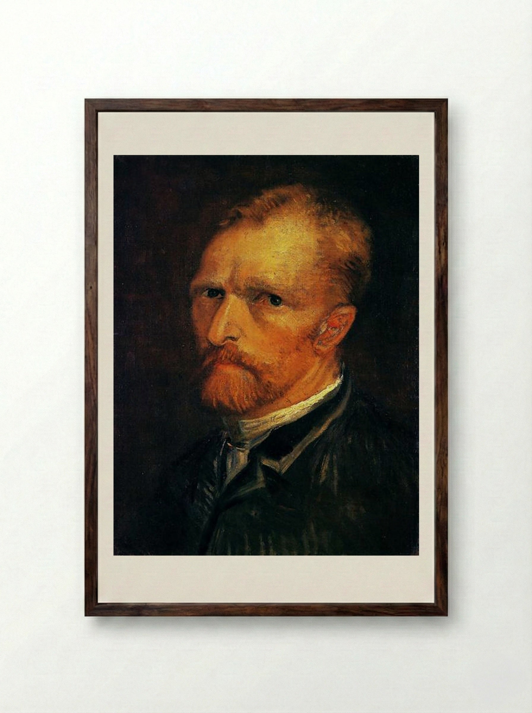 Self-Portrait (Vincent van Gogh) - Vincent van Gogh - Framed Print Dark Wood