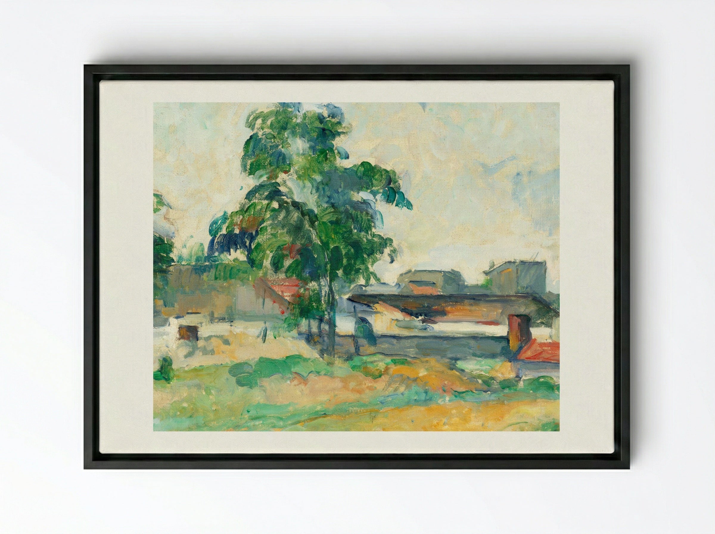 Landscape near Paris - Paul Cézanne - Framed Canvas Black