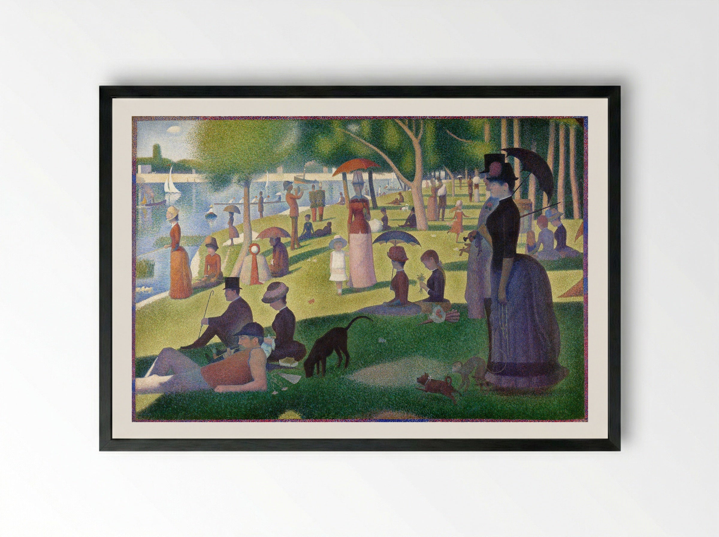 Sunday Afternoon on the Island of La Grande Jatte - Georges Seurat - Framed Print Black