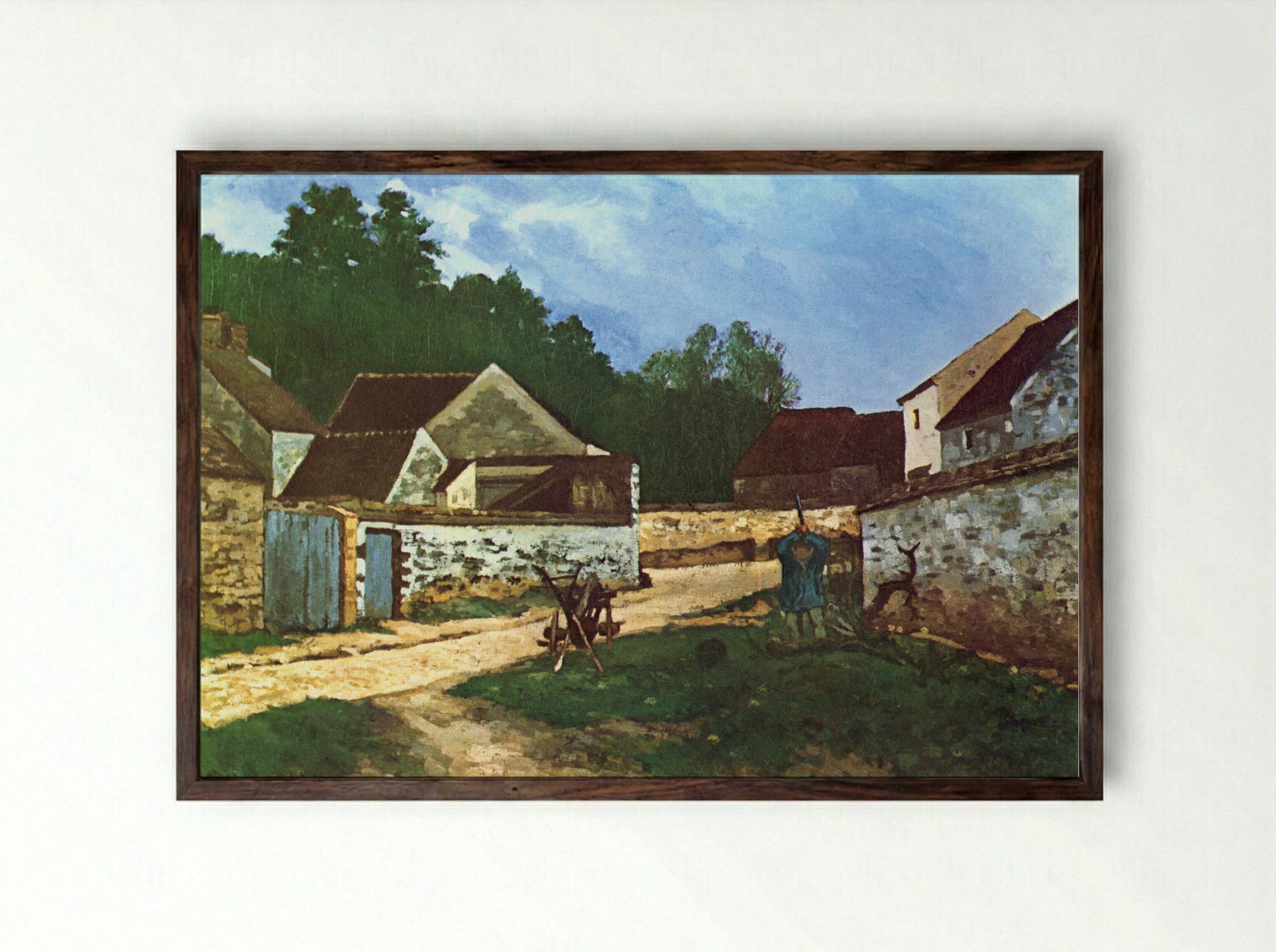 Dorfstrasse in Marlotte - Alfred Sisley - Framed Print Dark Wood