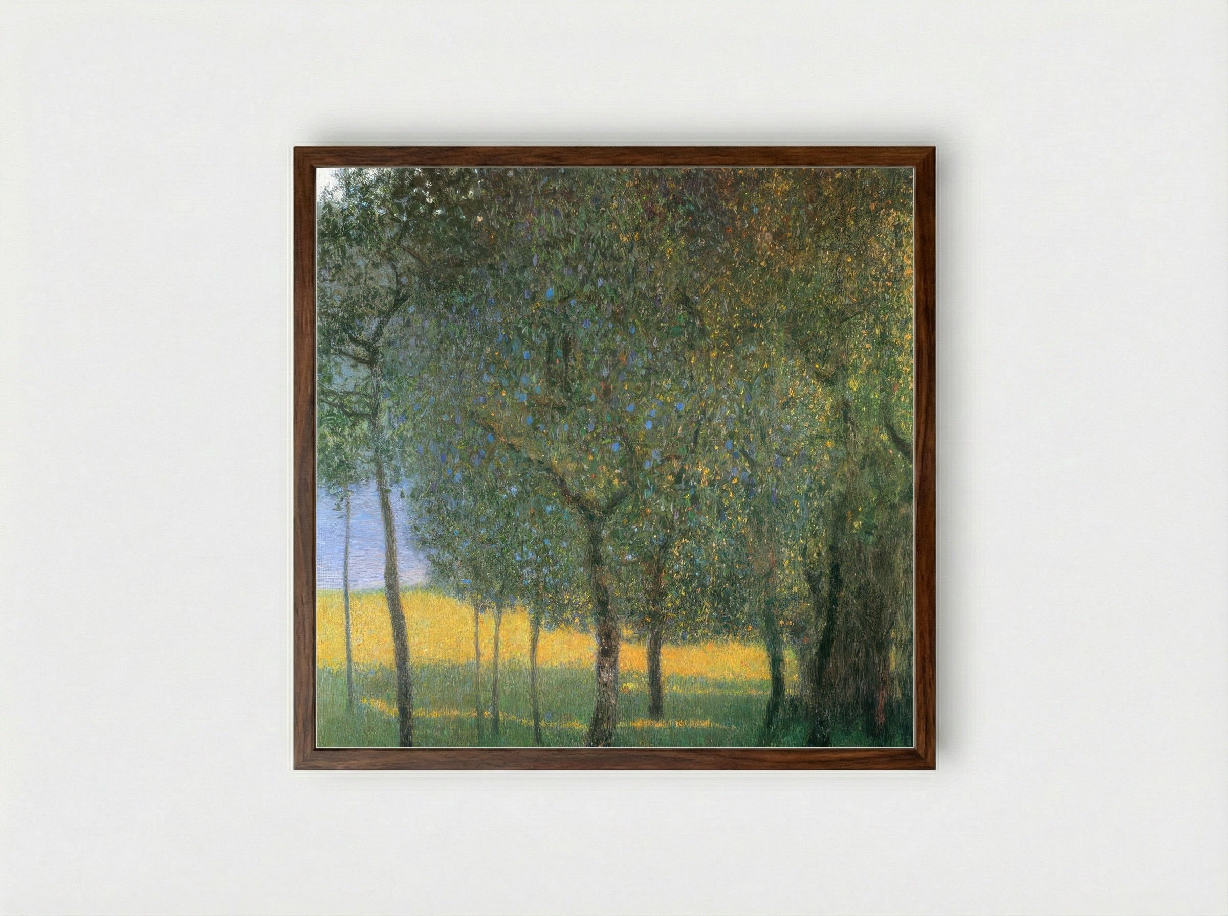 Fruit Trees by Henri Rousseau – Naïve Art Orchard Landscape Print - Framed Print Dark Wood