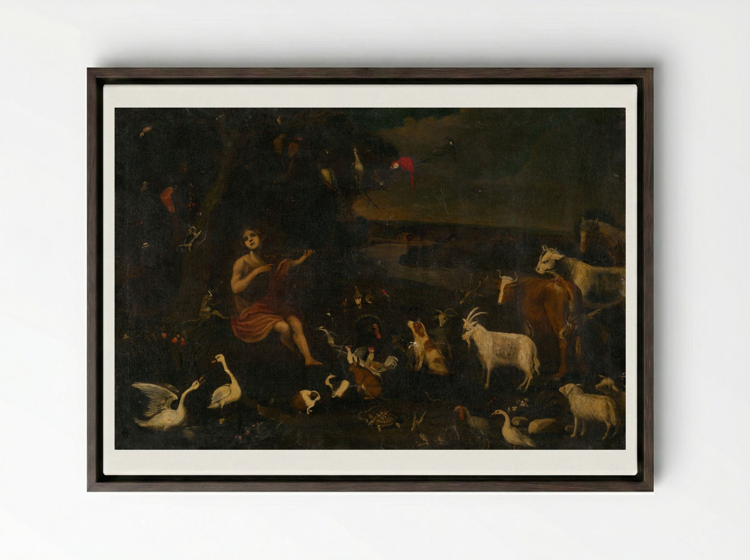 Orpheus Charming the Animals - Roelant Savery - Framed Canvas Dark Wood