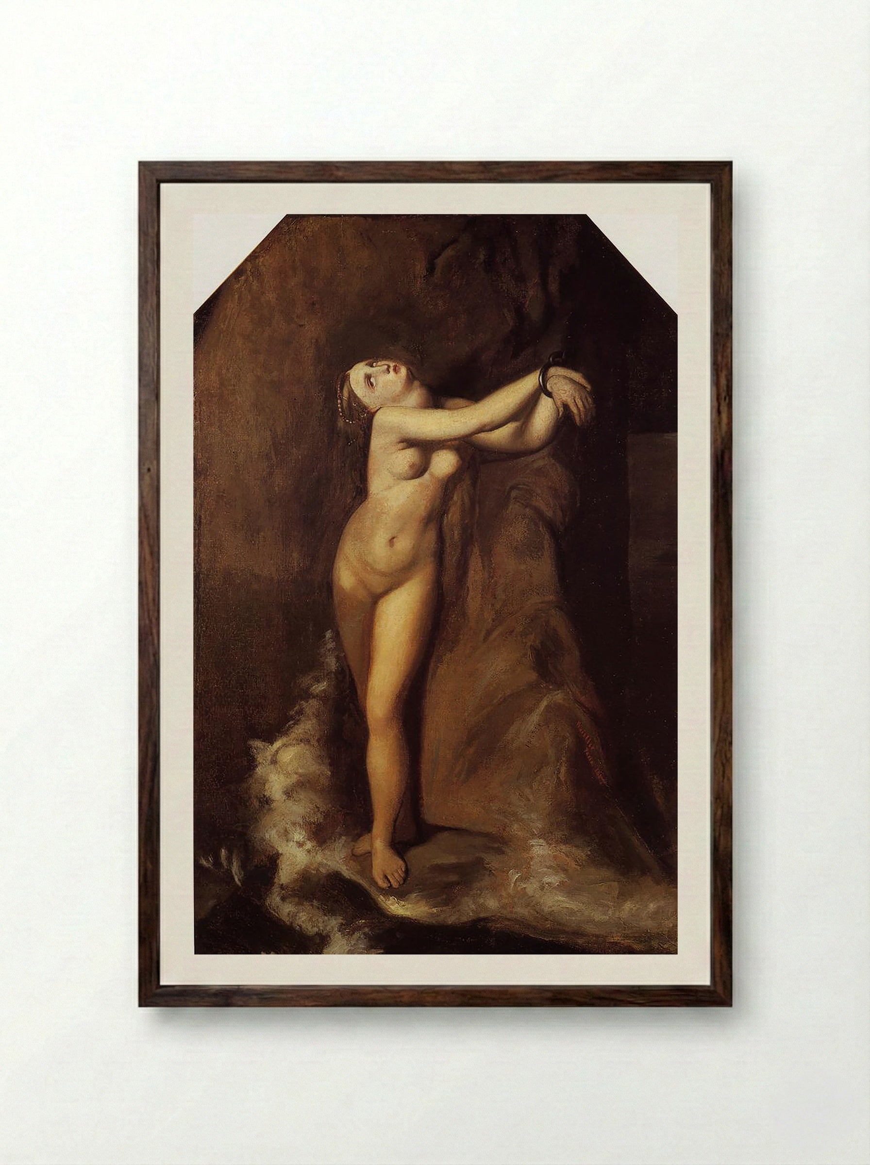 Roger Freeing Angelica - Jean-Auguste-Dominique Ingres - Framed Print Dark Wood