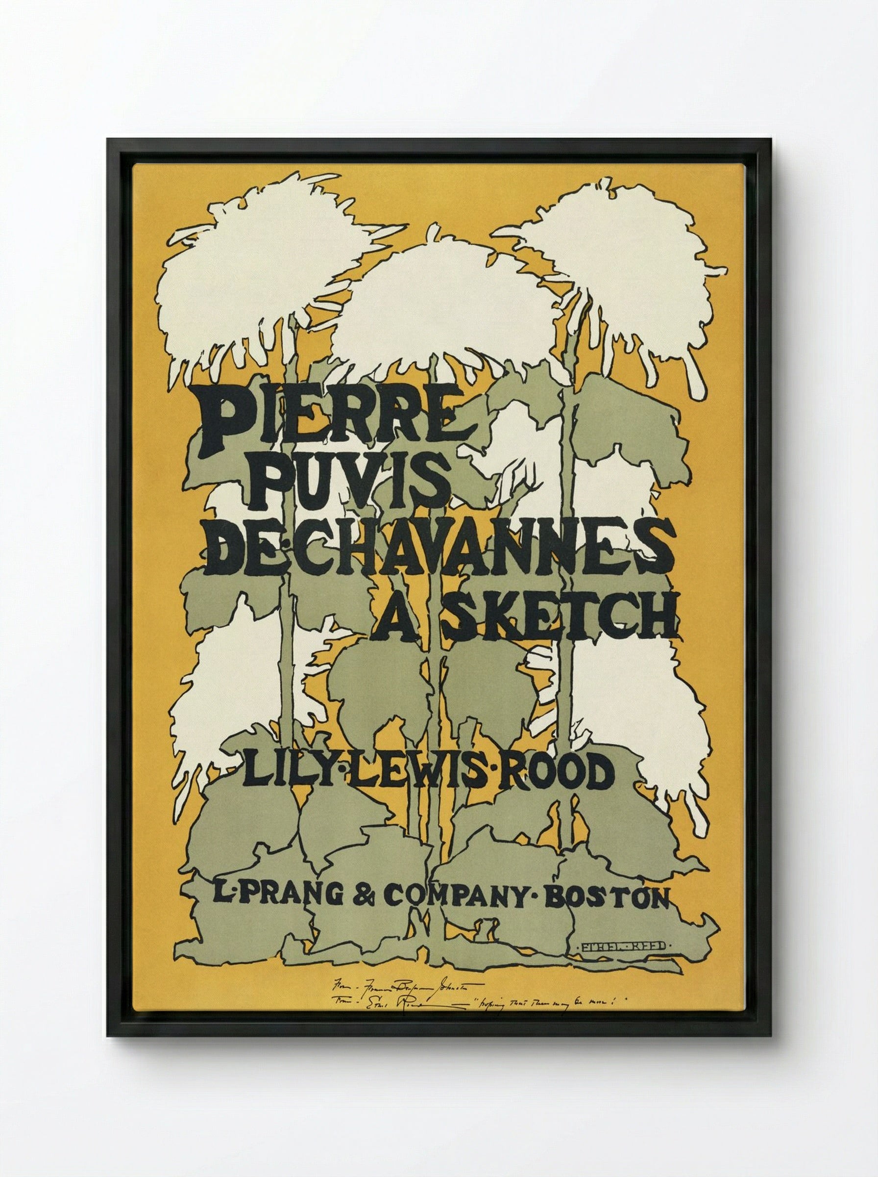 Pierre Puvis de Chavannes: A Sketch of Lily Lewis Rood - Ethel Reed - Framed Canvas Black