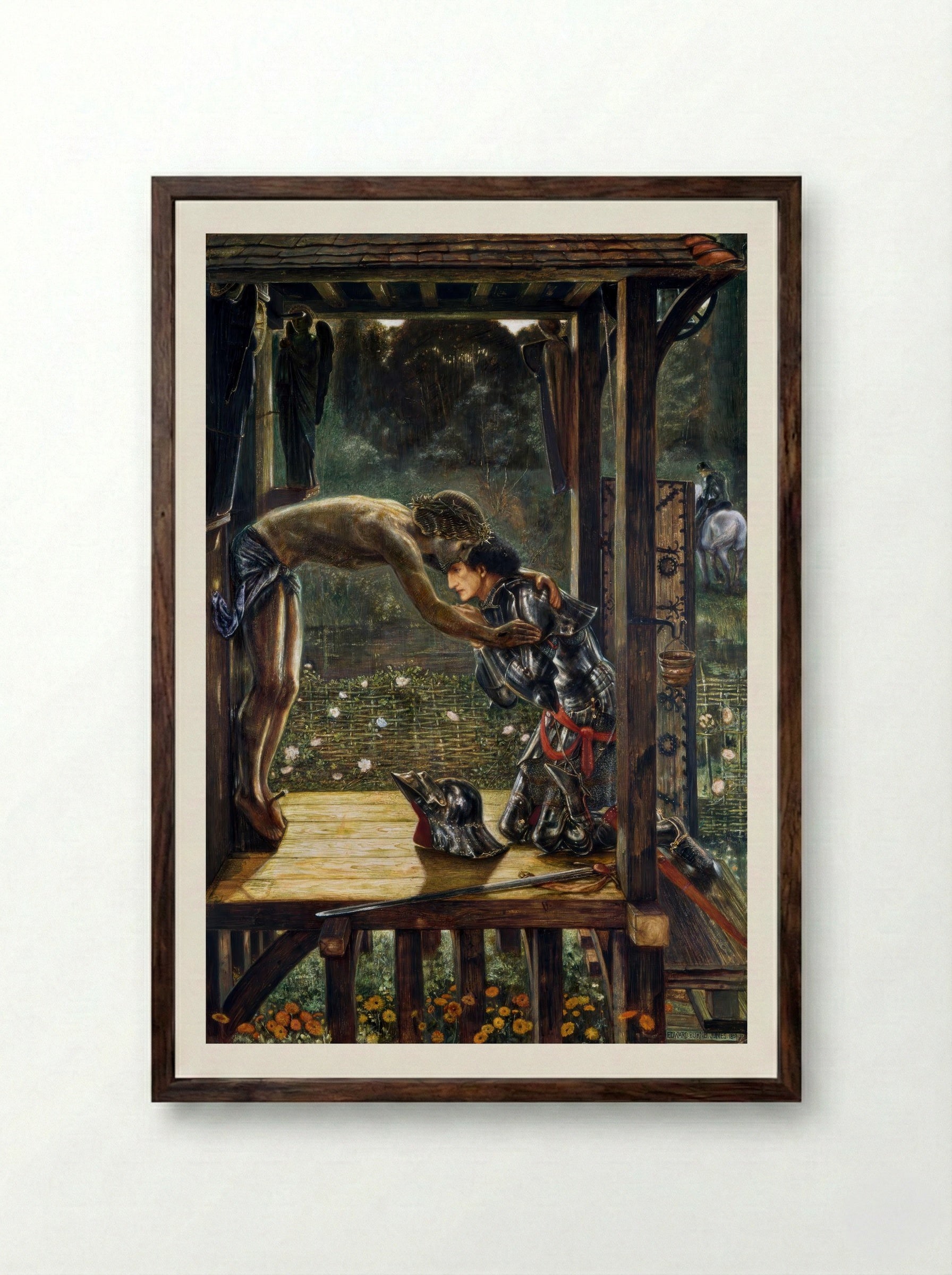 The Merciful Knight - Edward Burne-Jones - Framed Print Dark Wood
