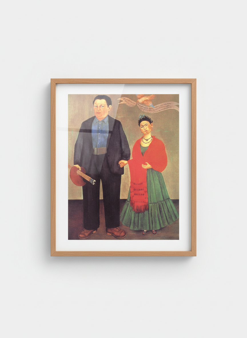 Frida and Diego Rivera - Frida Kahlo - Framed Print Wood
