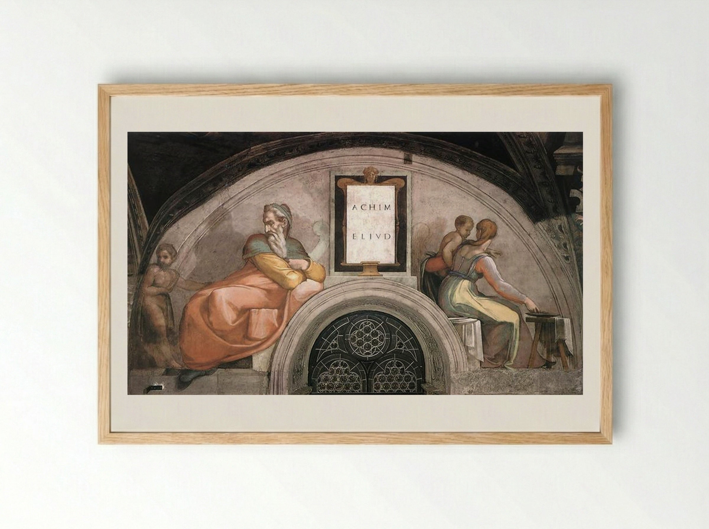 The Ancestors of Christ: Achim, Eliud - Michelangelo - Framed Print Wood