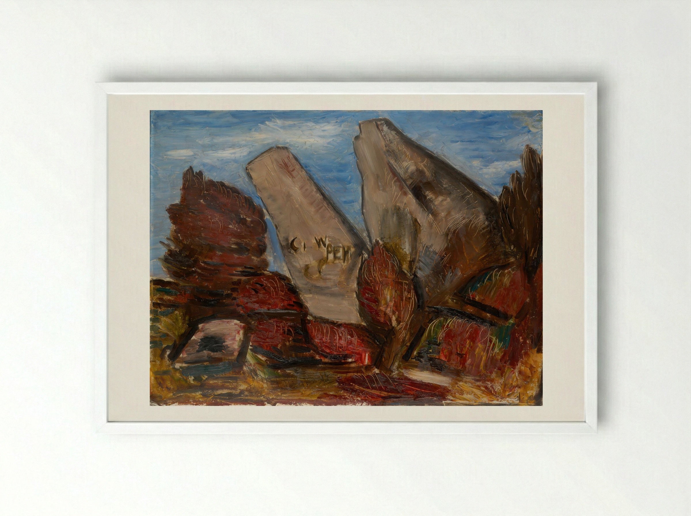 Whale's Jaw, Dogtown Common, Cape Ann, Massachusetts - Marsden Hartley - Framed Print White