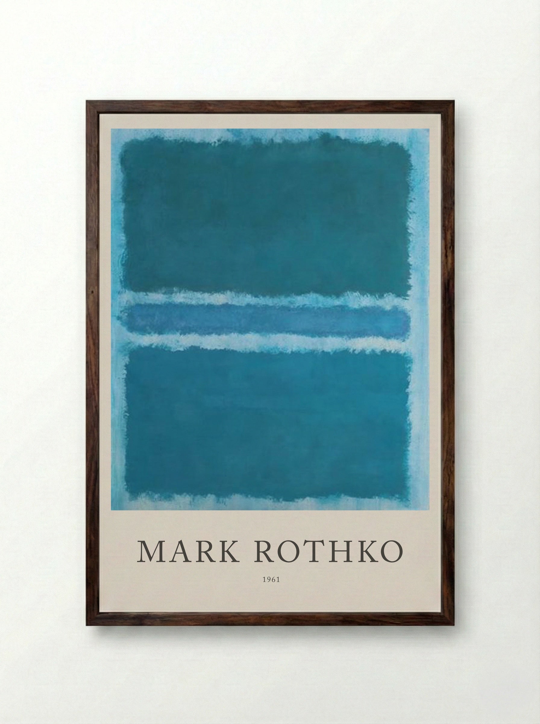 Untitled (Blue, Teal and Light Blue) - Mark Rothko - Framed Print Dark Wood